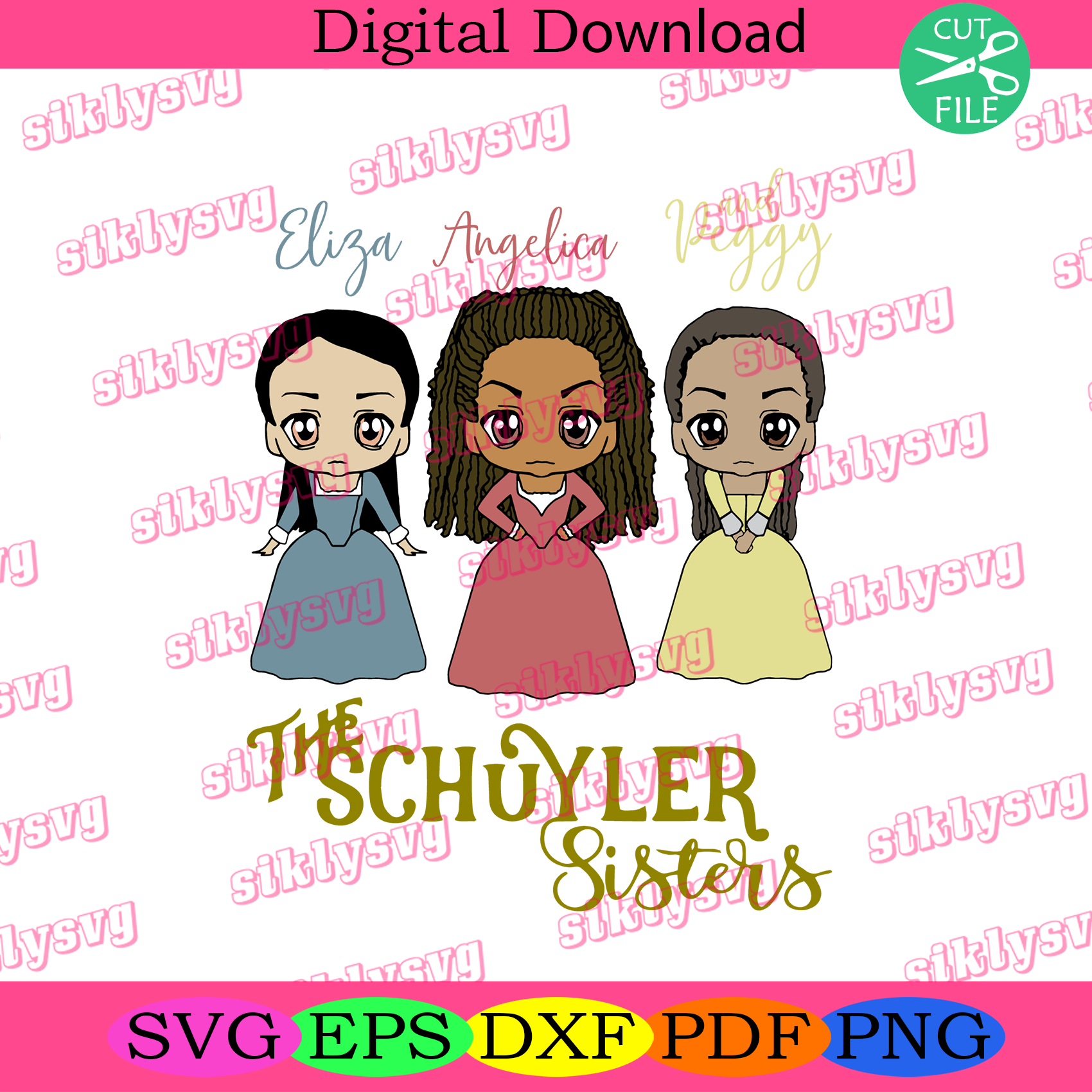 Download Eliza Angelica And Peggy The Schuyler Sisters Trending Svg Schuylers Silkysvg