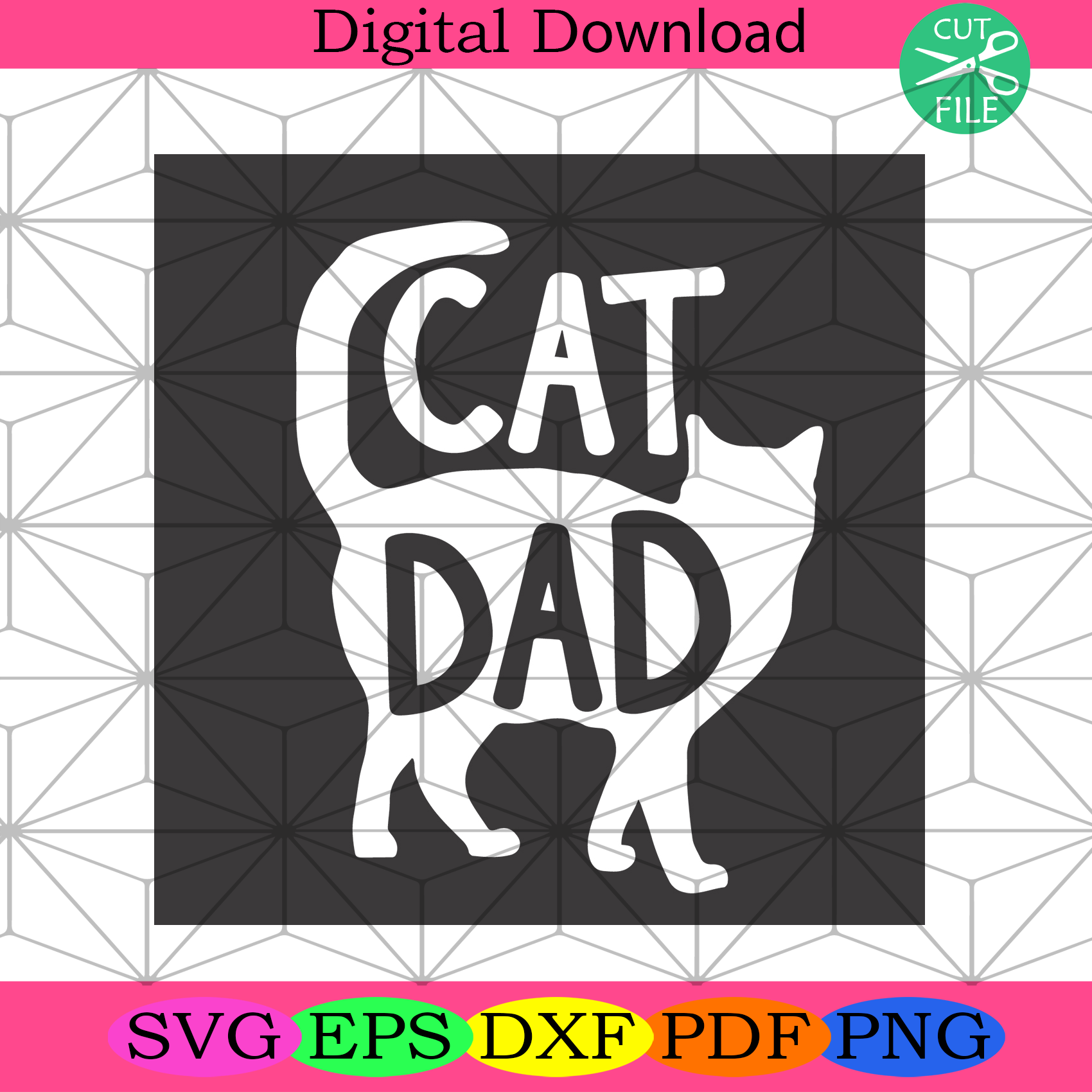 Cat Dad Fathers Day Svg Fathers Day Svg, Cat Svg, Dad Svg
