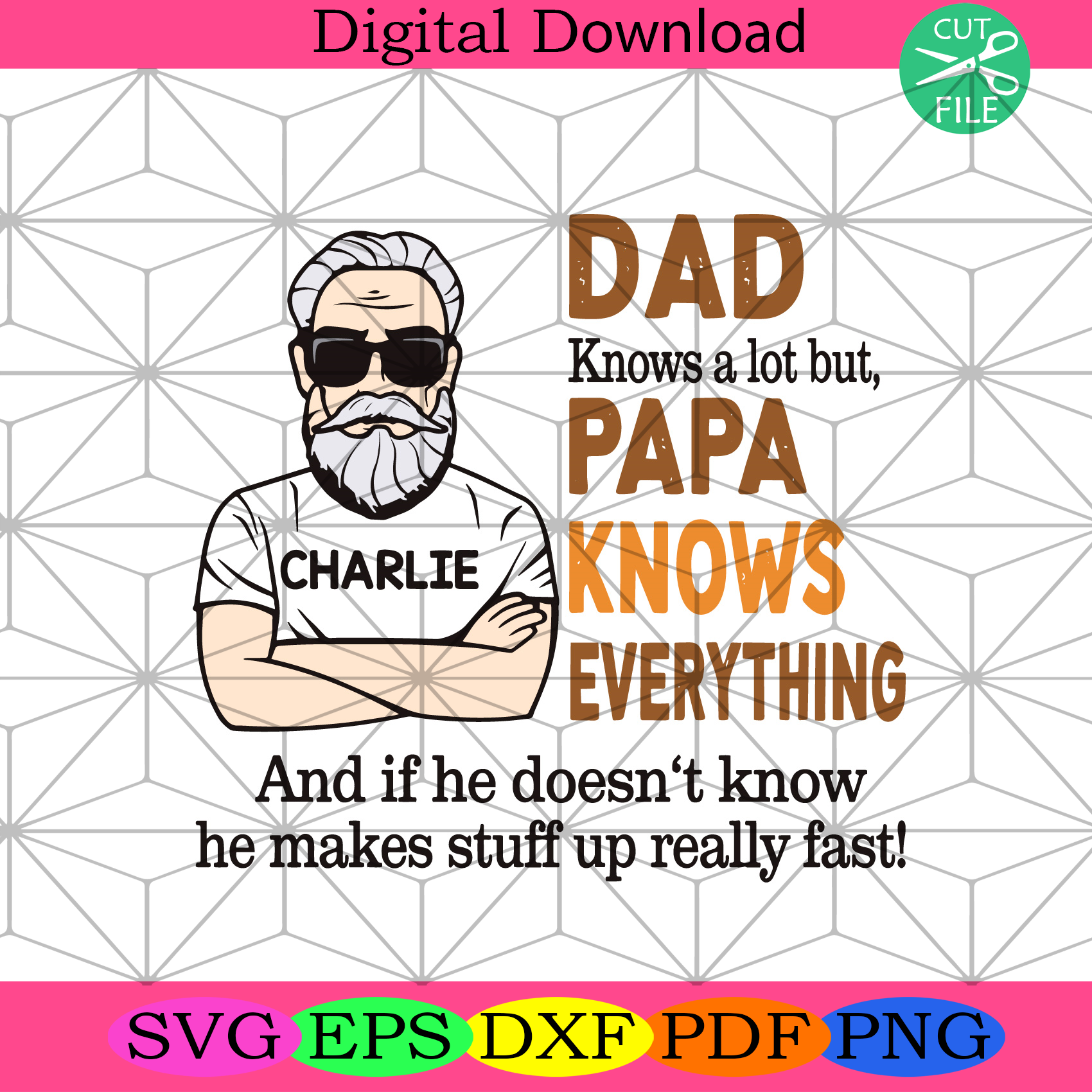 Papa Knows Everything Svg Fathers Day Svg, Dad Svg, Papa Svg