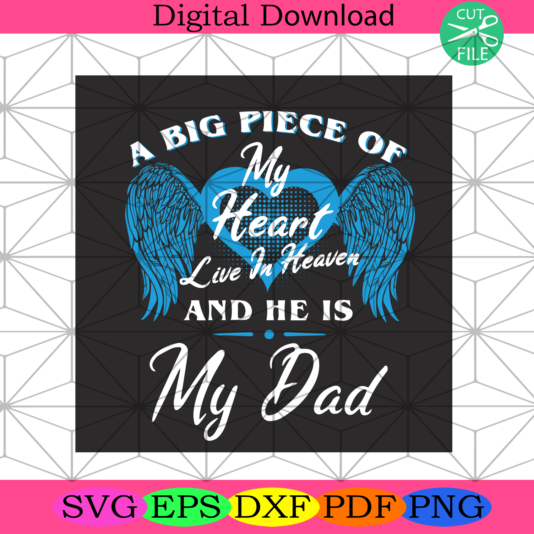 A Big Piece Of My Heart Live In Heaven Svg Fathers Day Svg