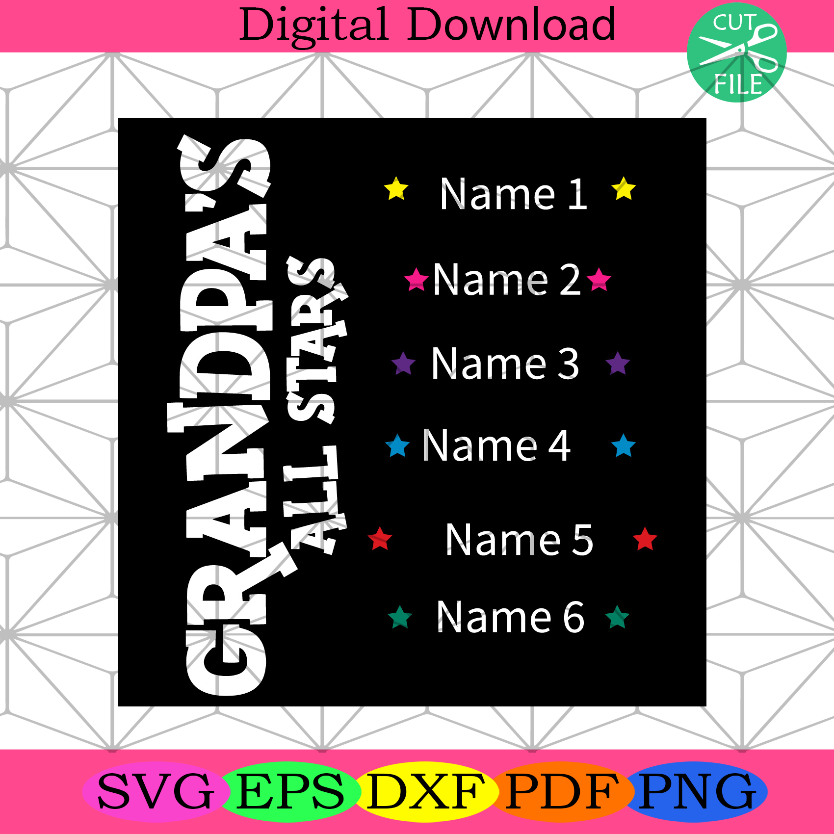 Grandpas All Stars Svg Fathers Day Svg, Grandpa Svg, All Stars Svg