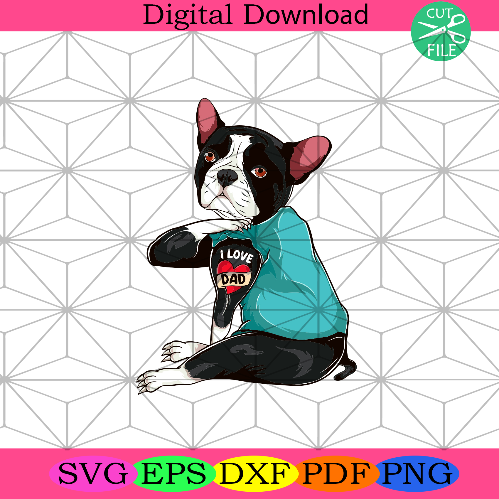 Download I Love Dad Tattoo Dog Dad Svg Fathers Day Svg Dad Tattoo Svg Dog Da Silkysvg