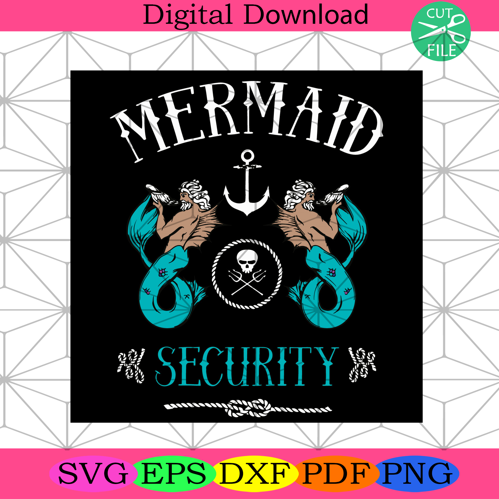 Mermaid Security Svg Fathers Day Svg, Mermaid Svg, Security Svg