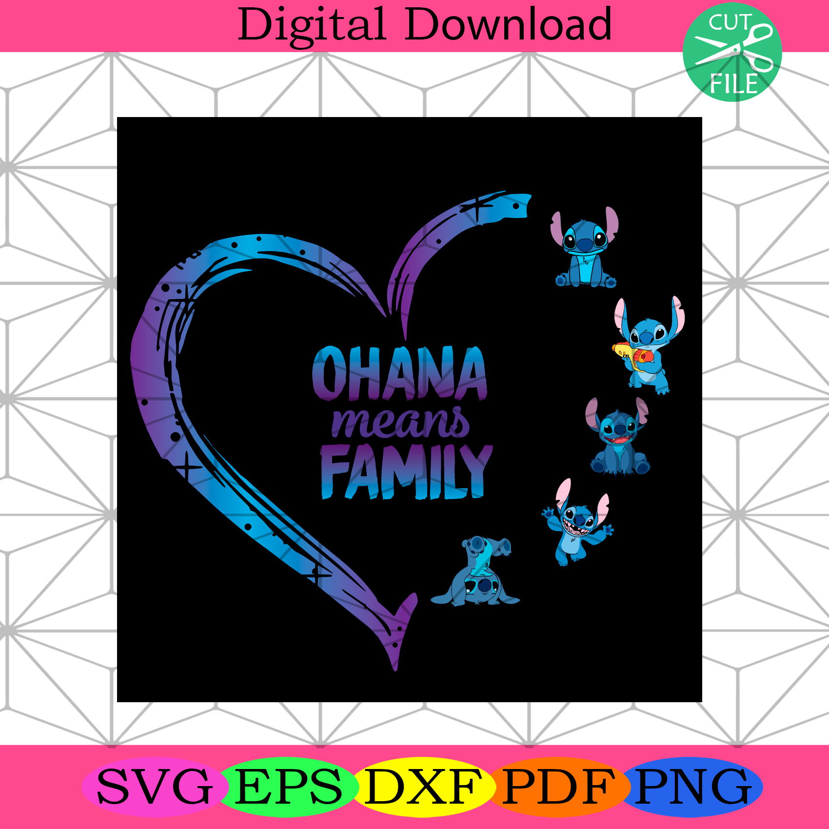 Stitch Ohana Means Family Svg Family Svg, Stitch Svg, Heart Svg