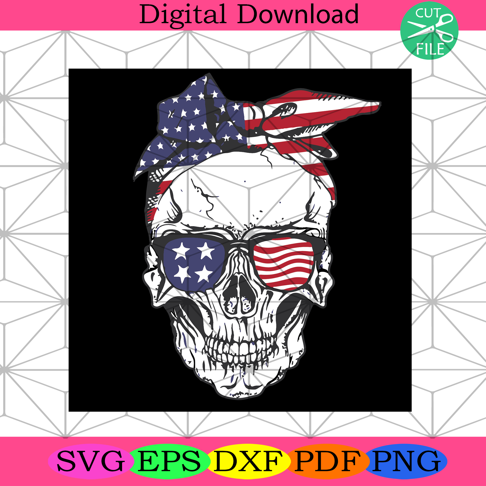 Patriotic Skull American Flag