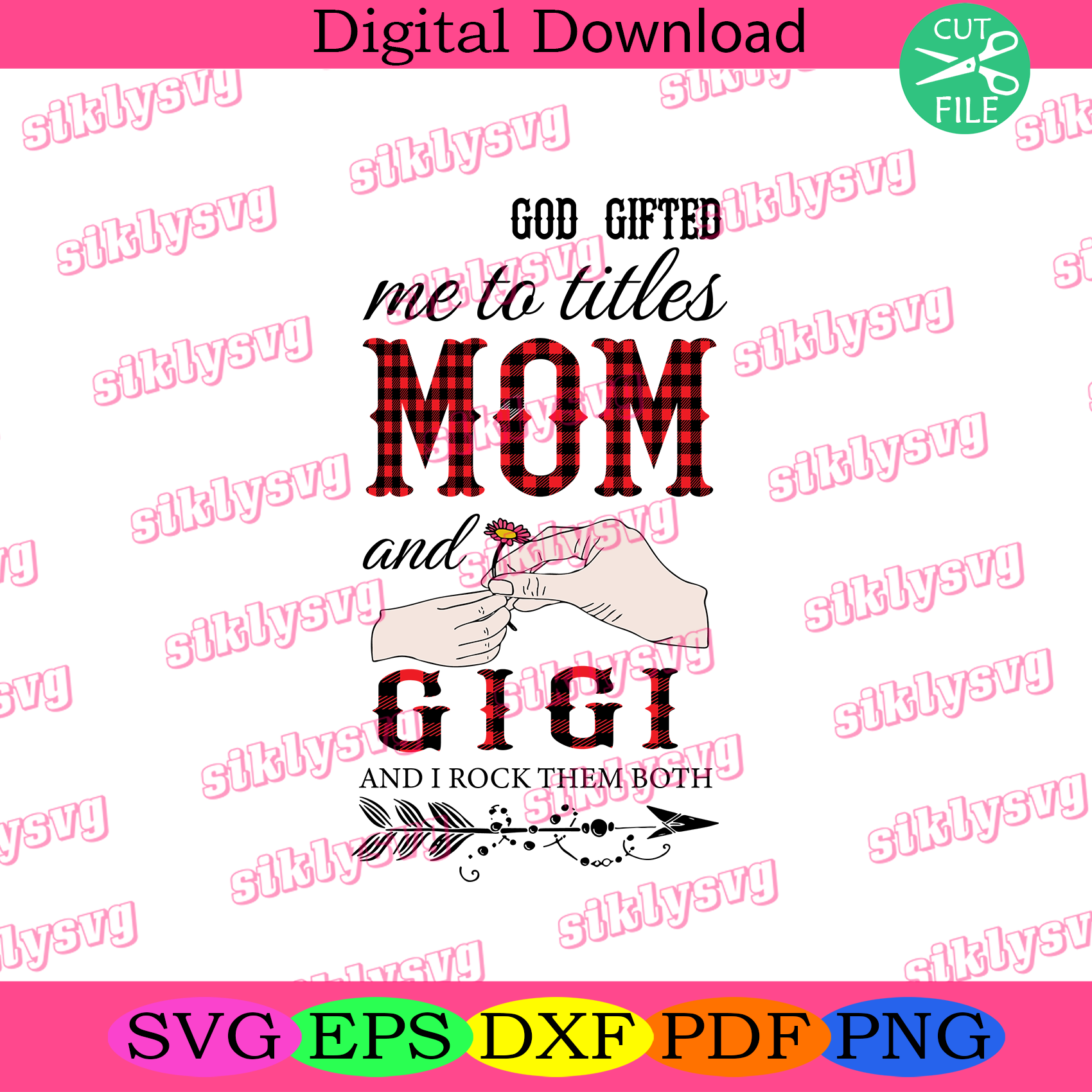 God Gifted Me Two Titles Mom And Gigi Svg Trending Svg, Mom Svg