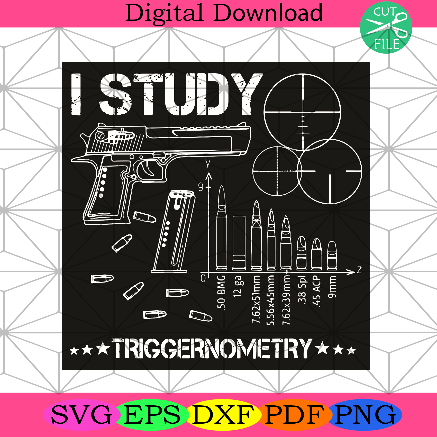I Study Triggernometry Svg Trending Svg, Guns Svg, Bullets Svg