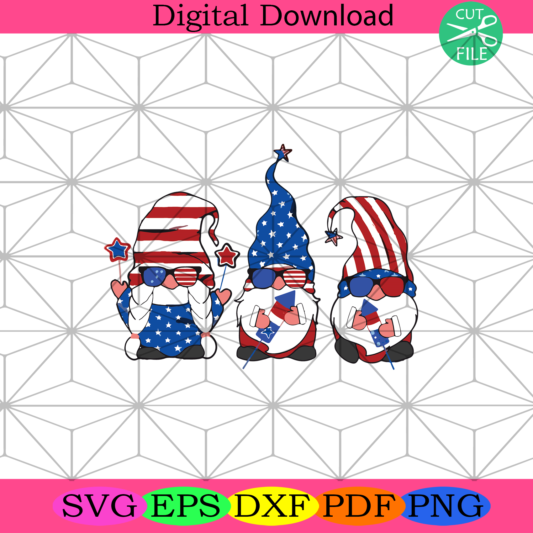 4Th Of July American Gnomes Sunglasses Svg Independence Svg