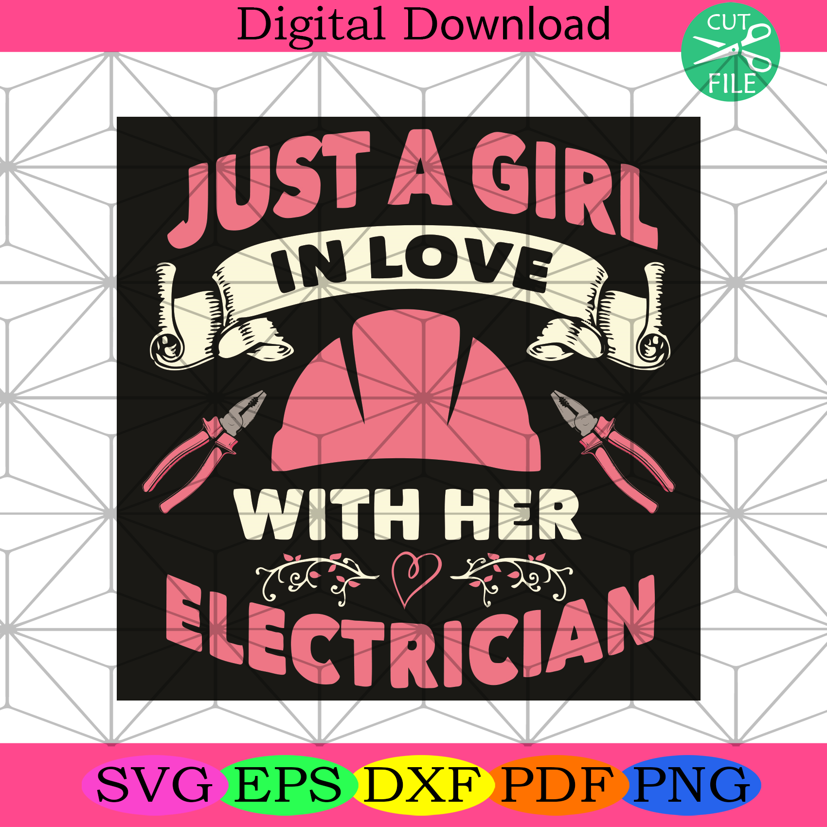 Just A Girl In Love With Her Electrician Svg Valentine Svg, Girl Svg