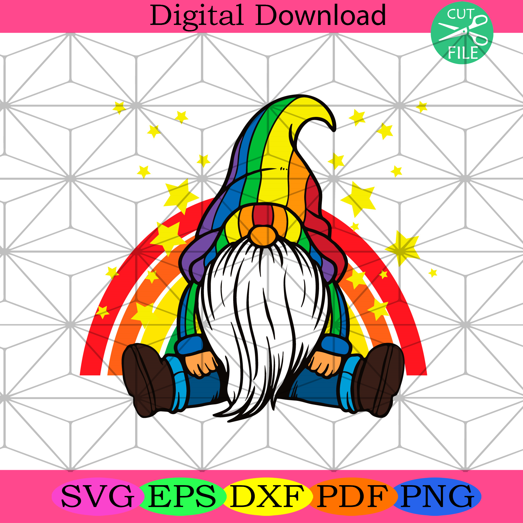 Rainbow Gnome Svg Lgbt Svg, Gnome Svg, Rainbow Svg, Star Svg