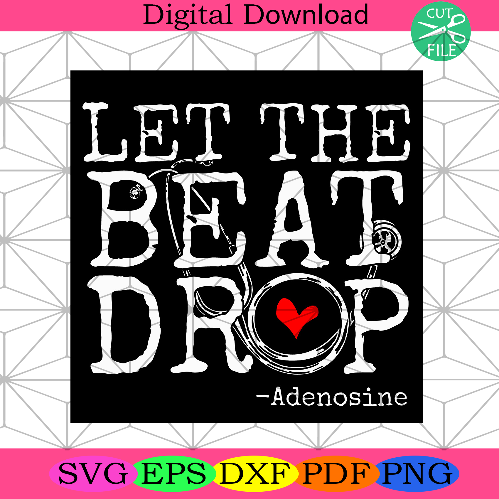 Womens Let The Beat Drop Adenosine Registered Nurse Svg Nurse Svg