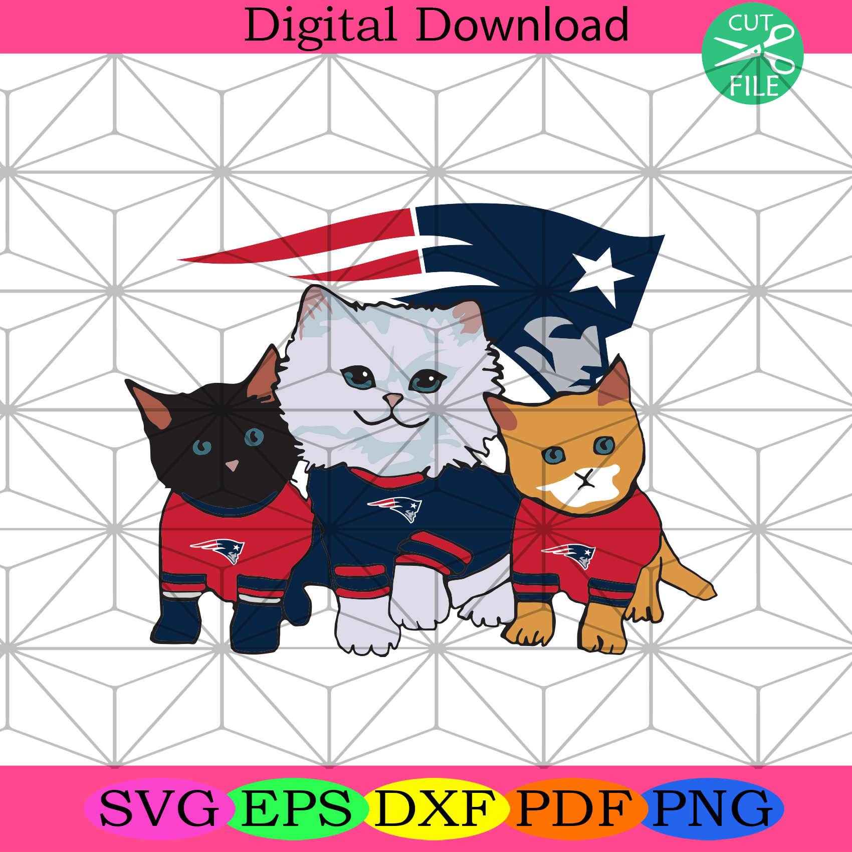 New England Patriots Cat Svg Sport Svg, New England Patriots - SilkySVG