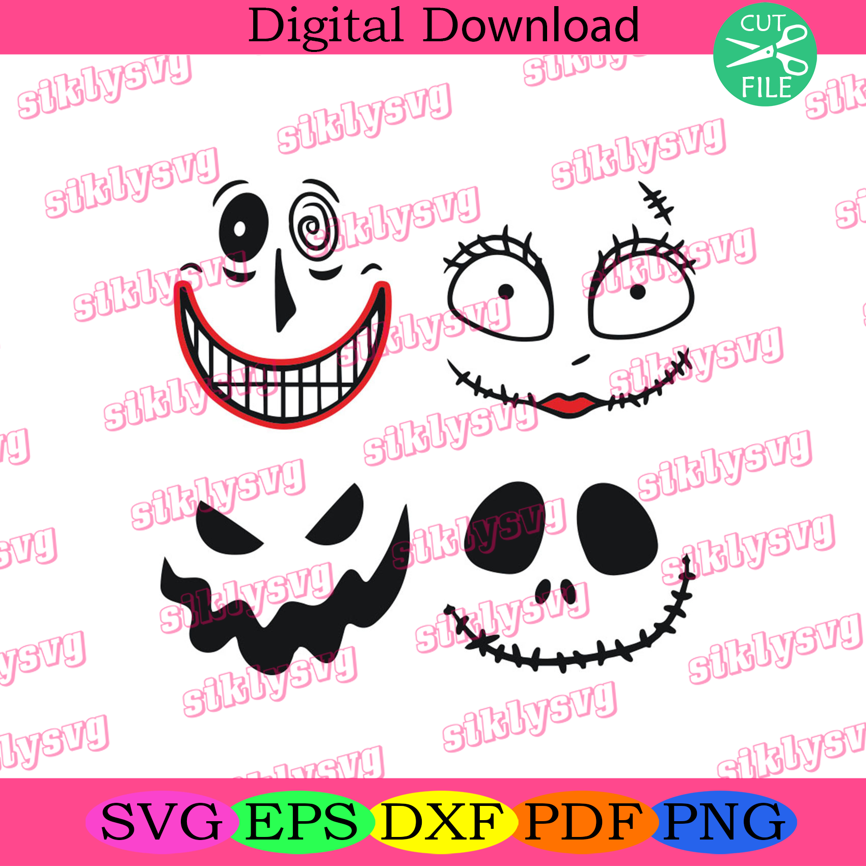 Nightmare Before Christmas Face Svg Christmas Svg, Xmas Svg