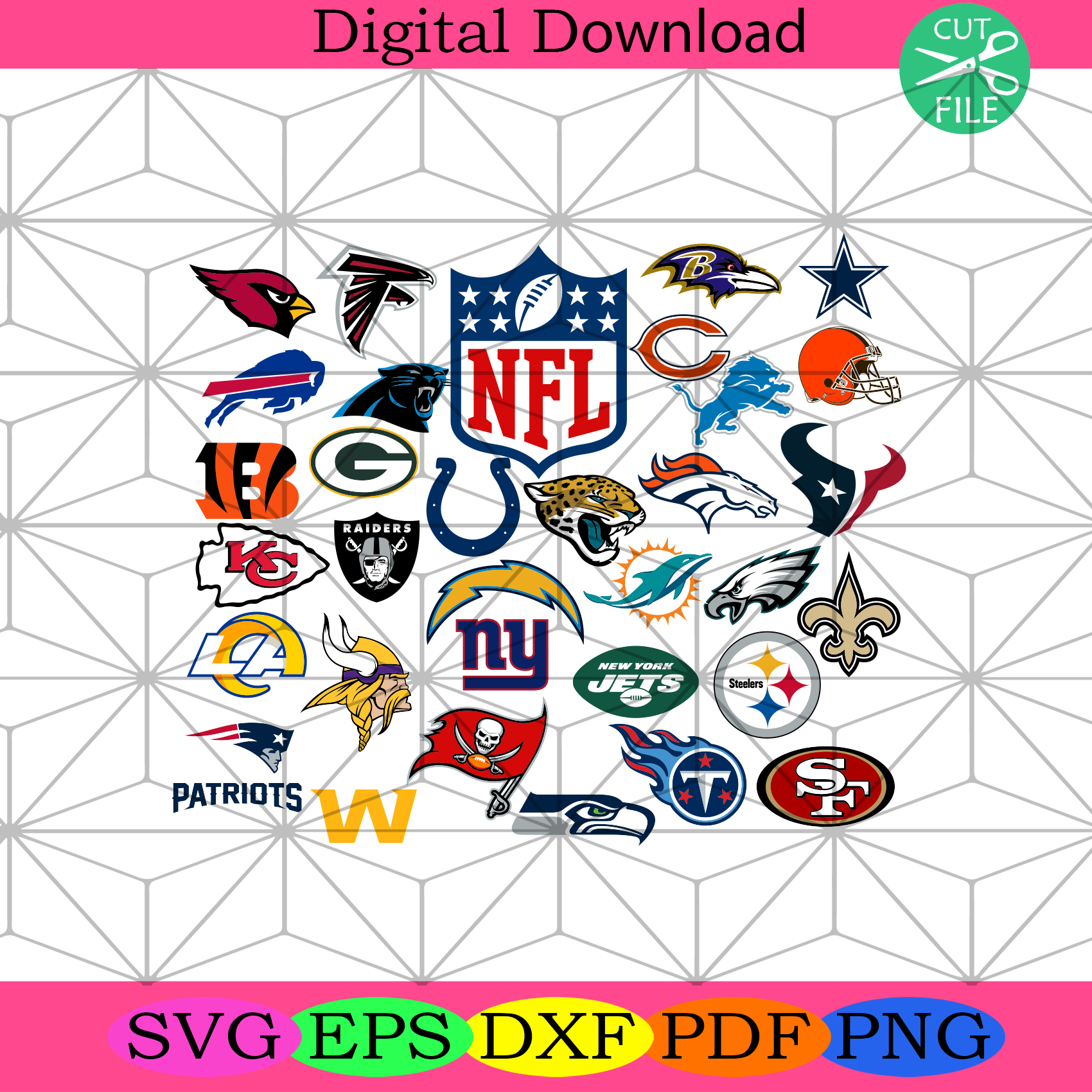 NFL Team Logo Bundle Svg Sport Svg, NFL Team Svg, Team Logo Svg