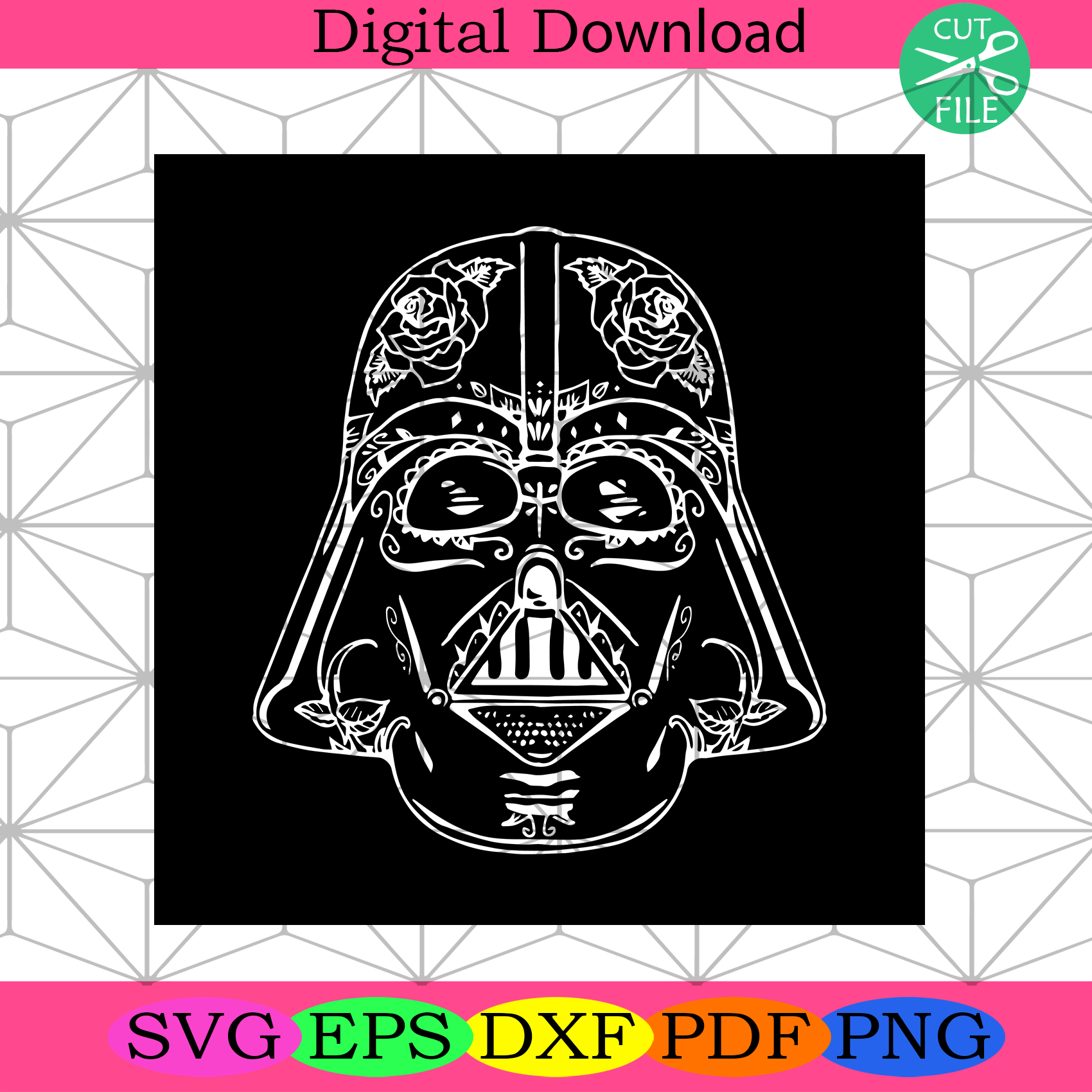 Star Wars Darth Vader Sugar Skull Svg Star War Svg, Darth Vader Svg