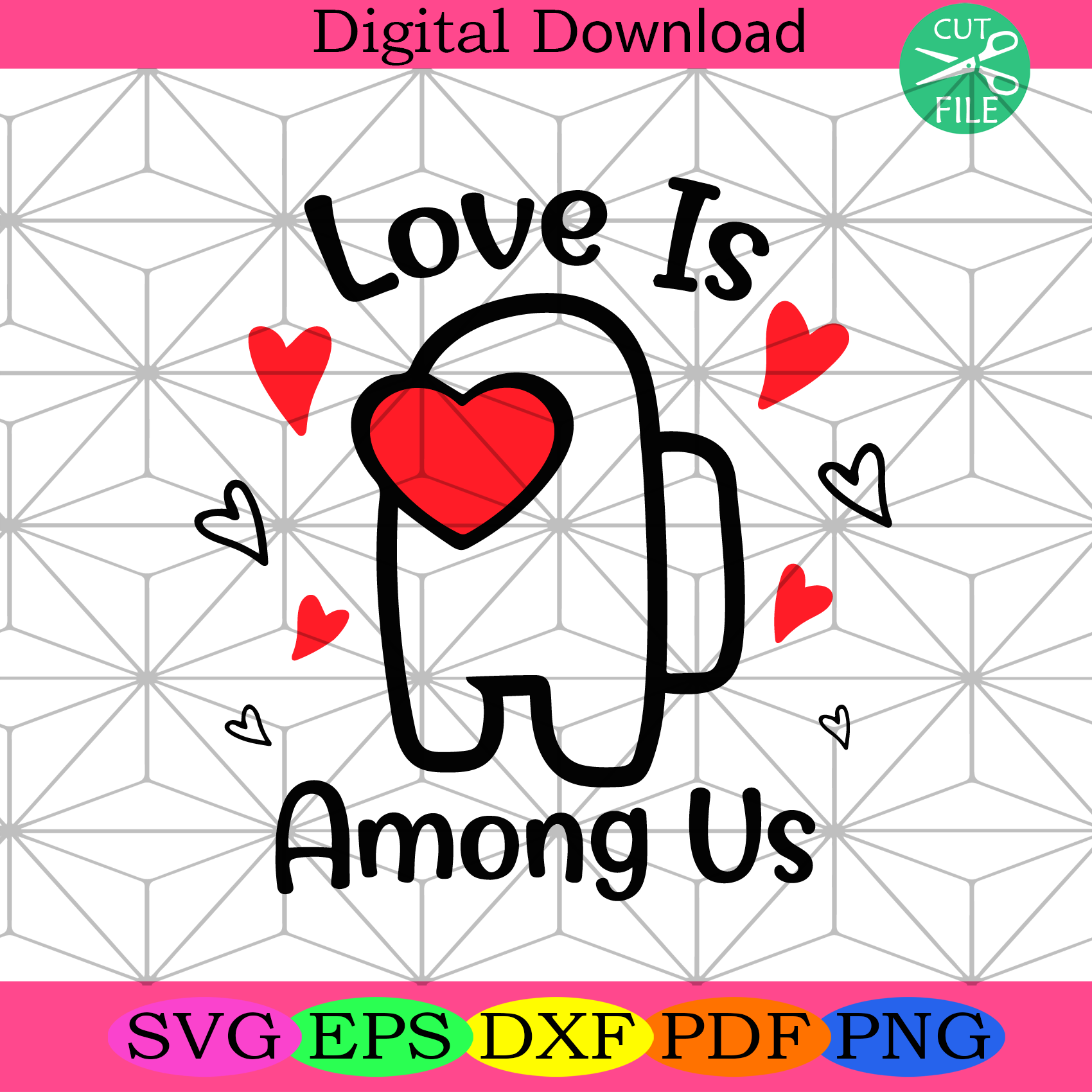 among us valentines day svg
