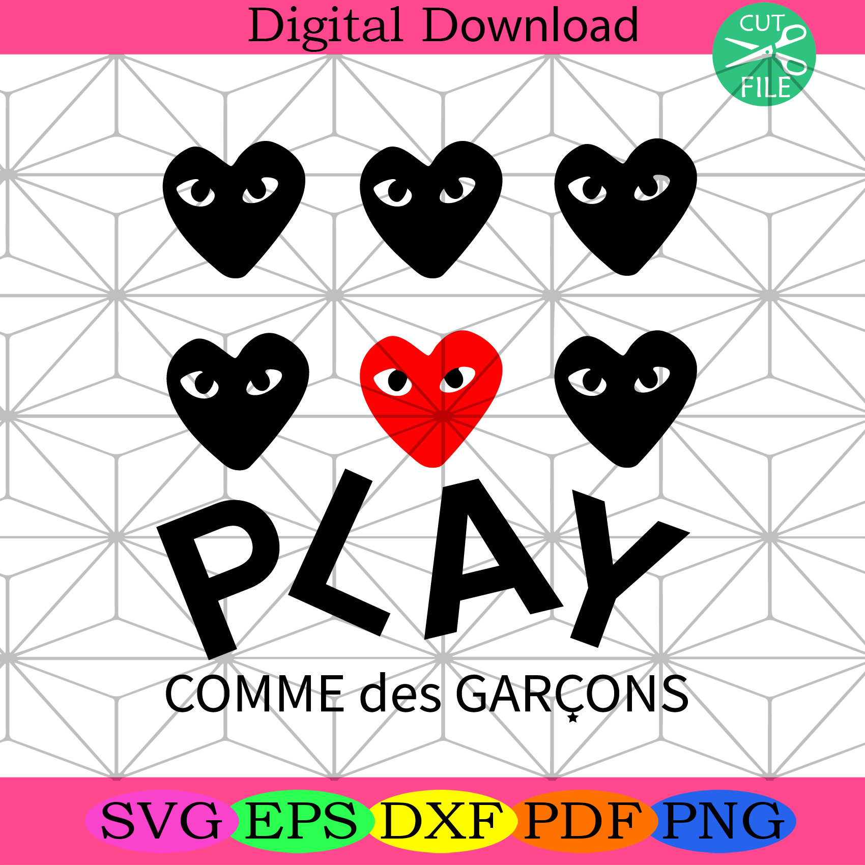 Hearts Play Comme Des Garcons Svg Trending Svg, Svg, Hearts Svg