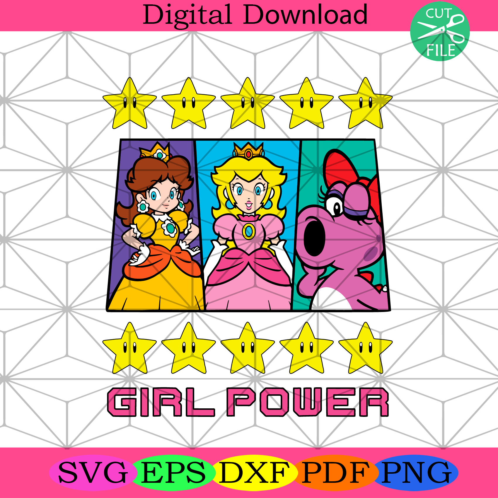 Super Mario Daisy Peach Birdo Girl Power Svg Trending Svg