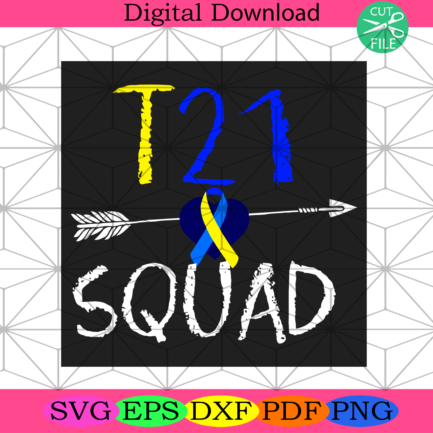 T21 Squad Svg Trending Svg, T21 Svg, Ribbon Svg