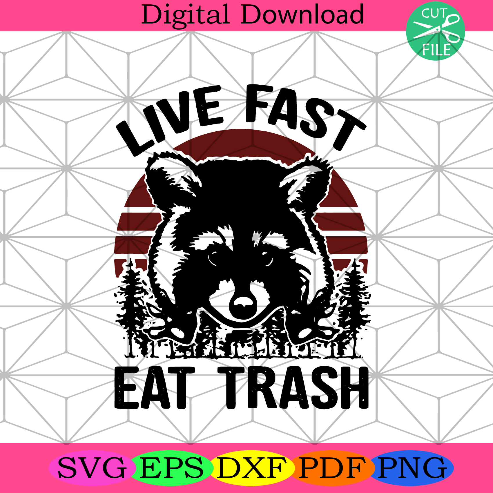 Live Fast Eat Trash Svg Trending Svg, Live Fast Svg, Raccoon Svg