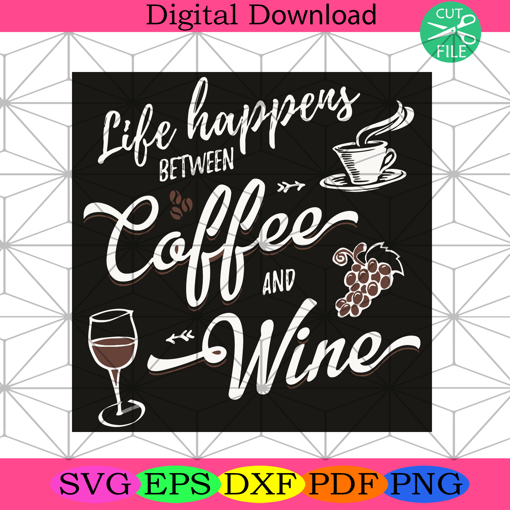 Funny Wine And Coffee Svg Trending Svg, Wine Svg, Coffee Svg