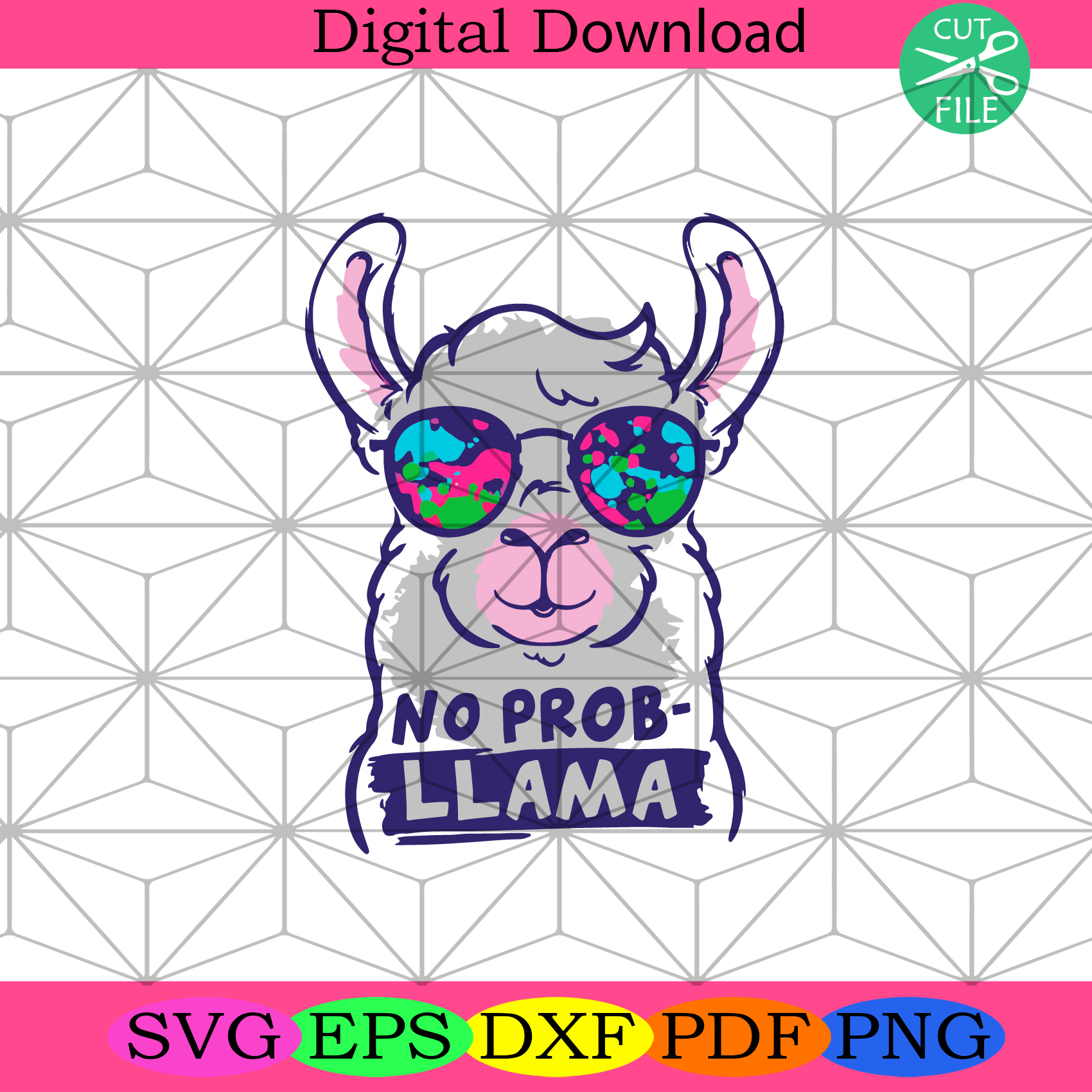 Llama Color No Prob Llama Svg Trending Svg, Colorful Llama Svg