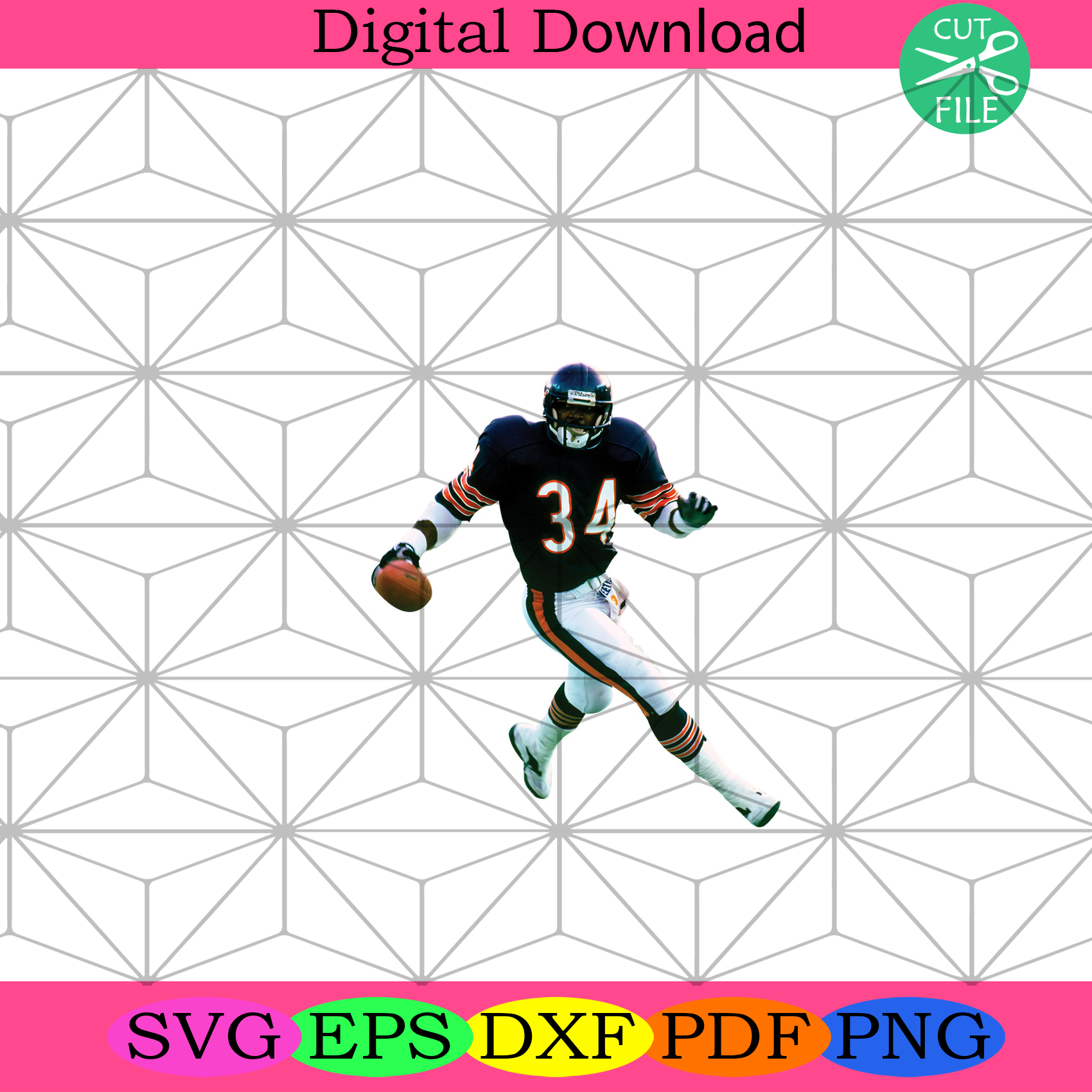 Walter Payton Running Png Sport Png, Walter Payton 34 Png