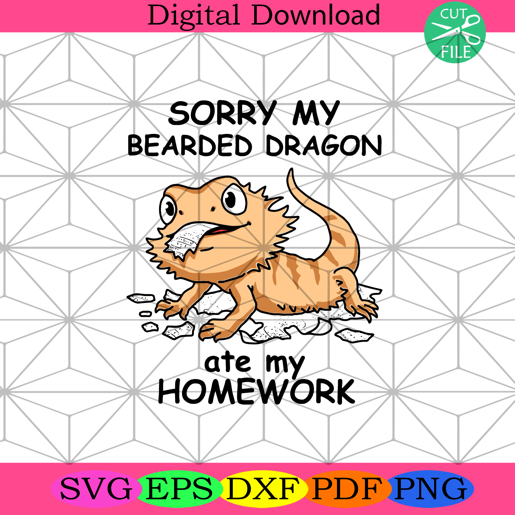 Sorry My Dragon Ate My Homework Svg Trending Svg, Bearded Dragon Svg