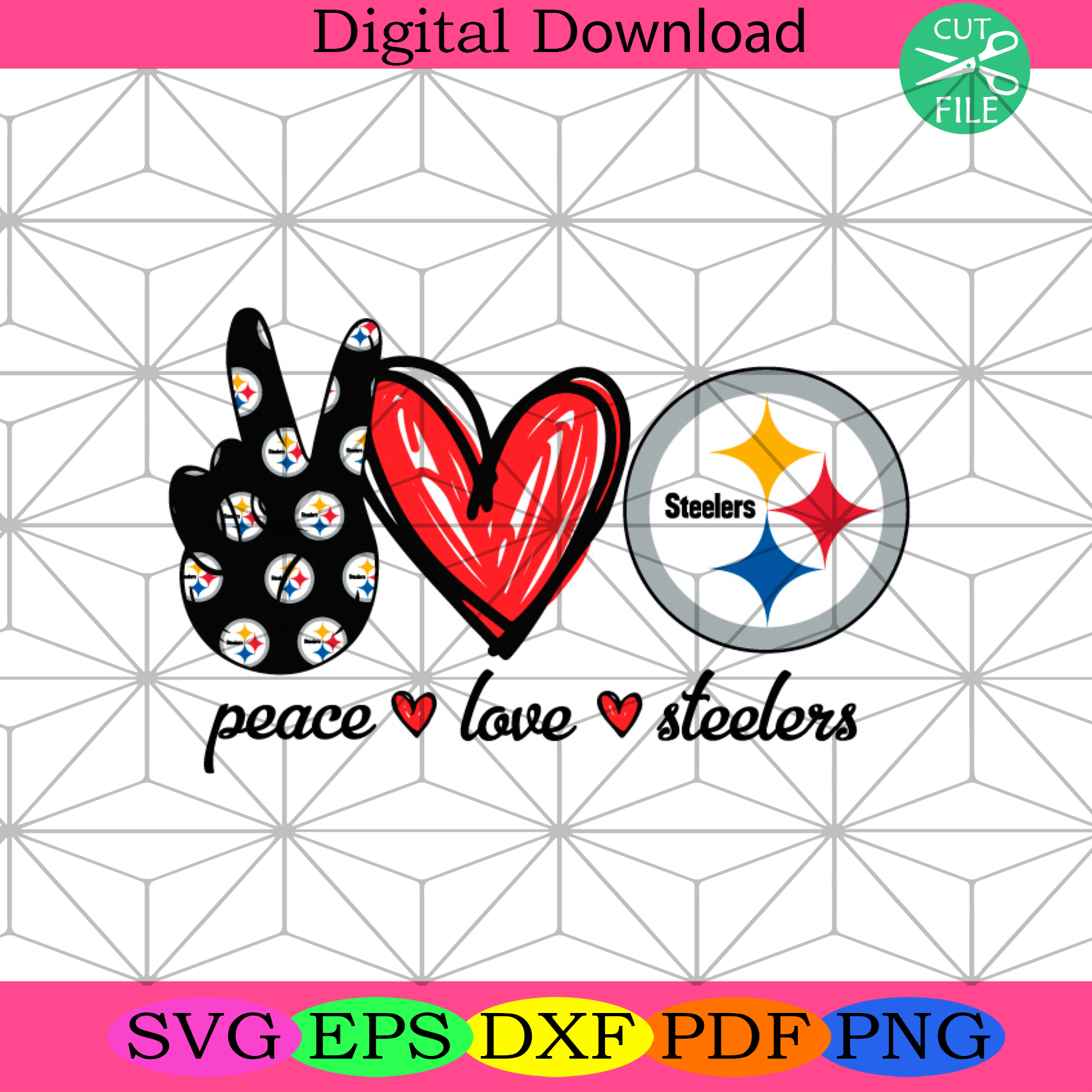 Peace Love Steelers Svg Sport Svg, Steelers Svg, Peace Love Svg