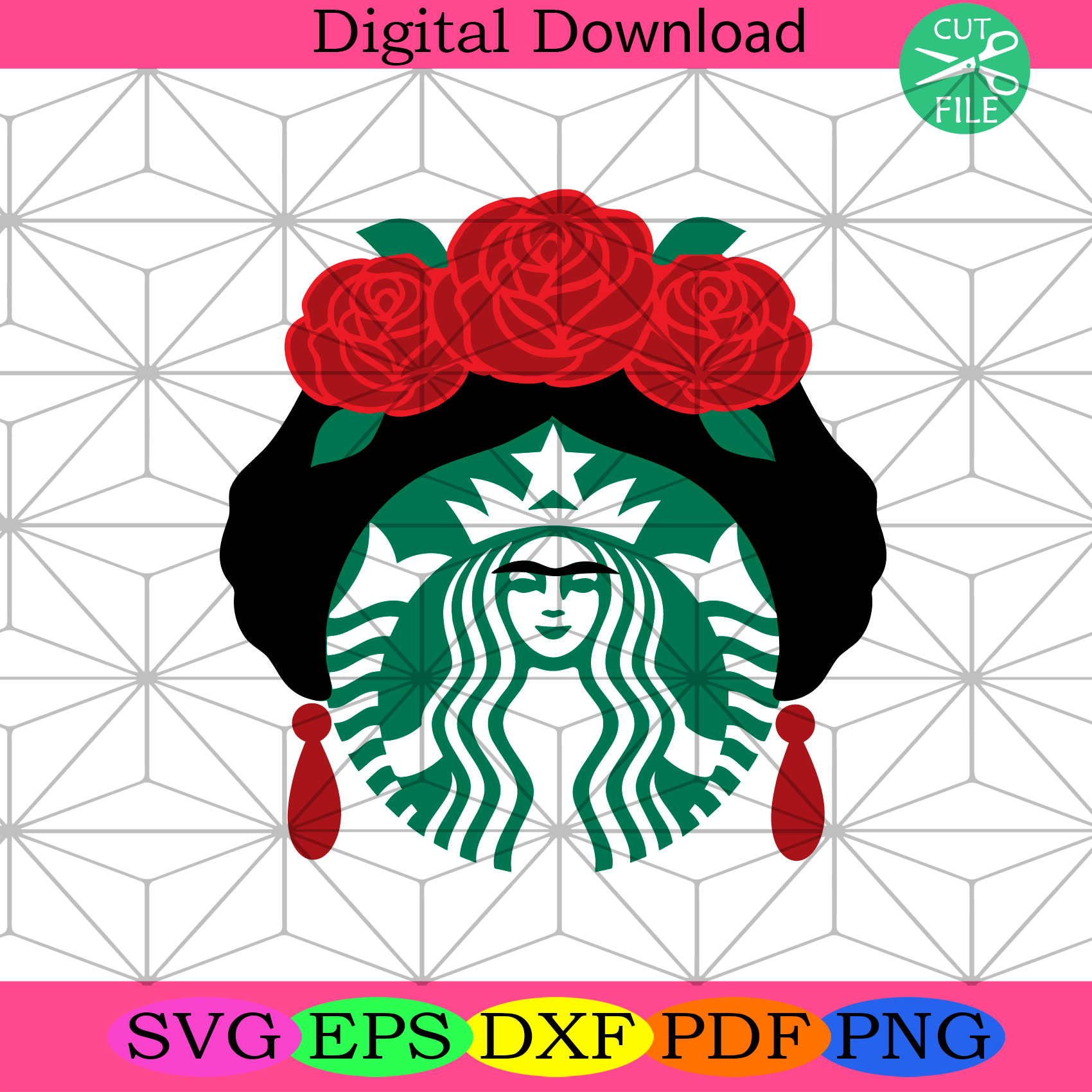 Frida Kahlo Starbucks Svg Trending Svg, Frida Kahlo Svg, Frida Svg