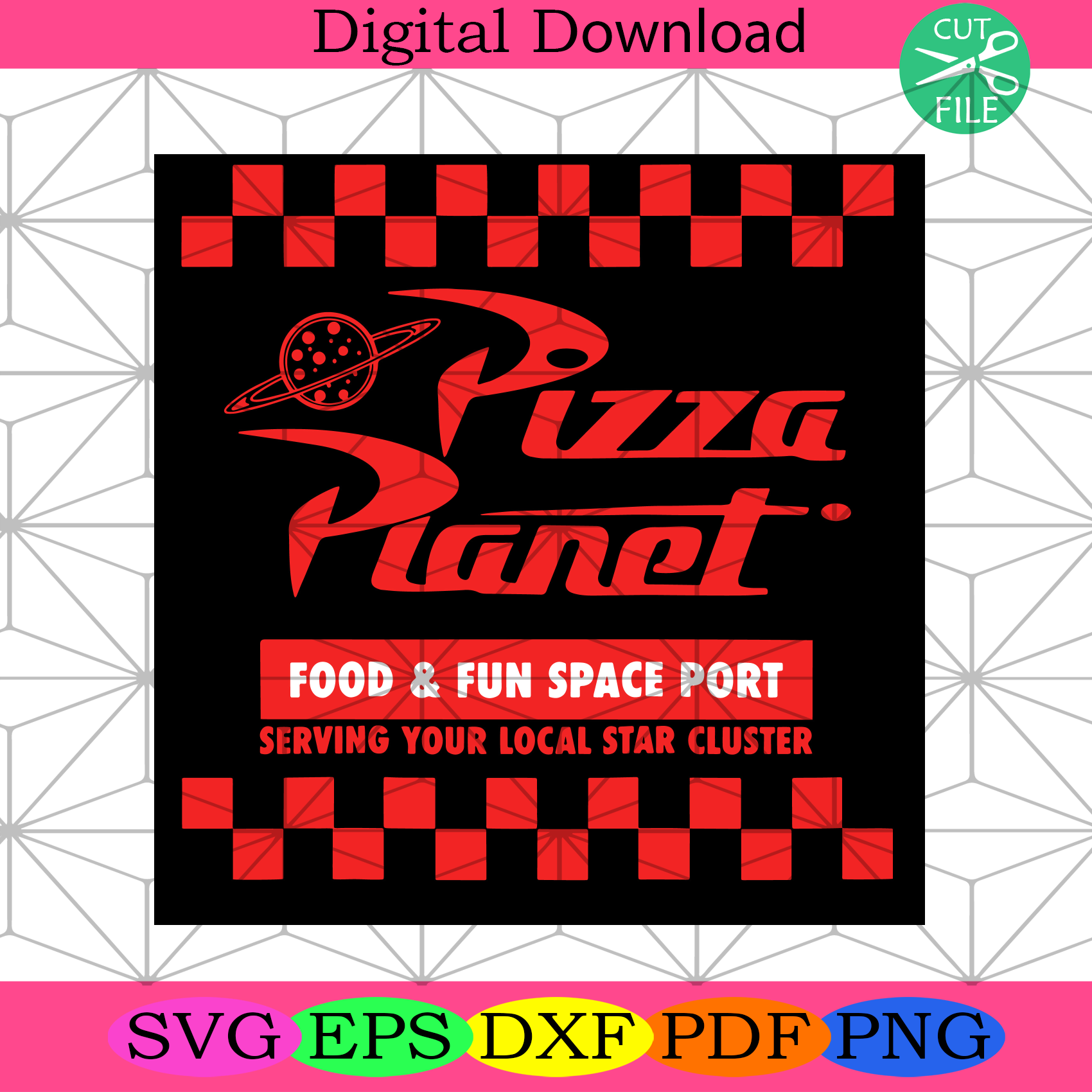 Disney Pixar Toy Story Pizza Planet Checkered Svg Trending Svg