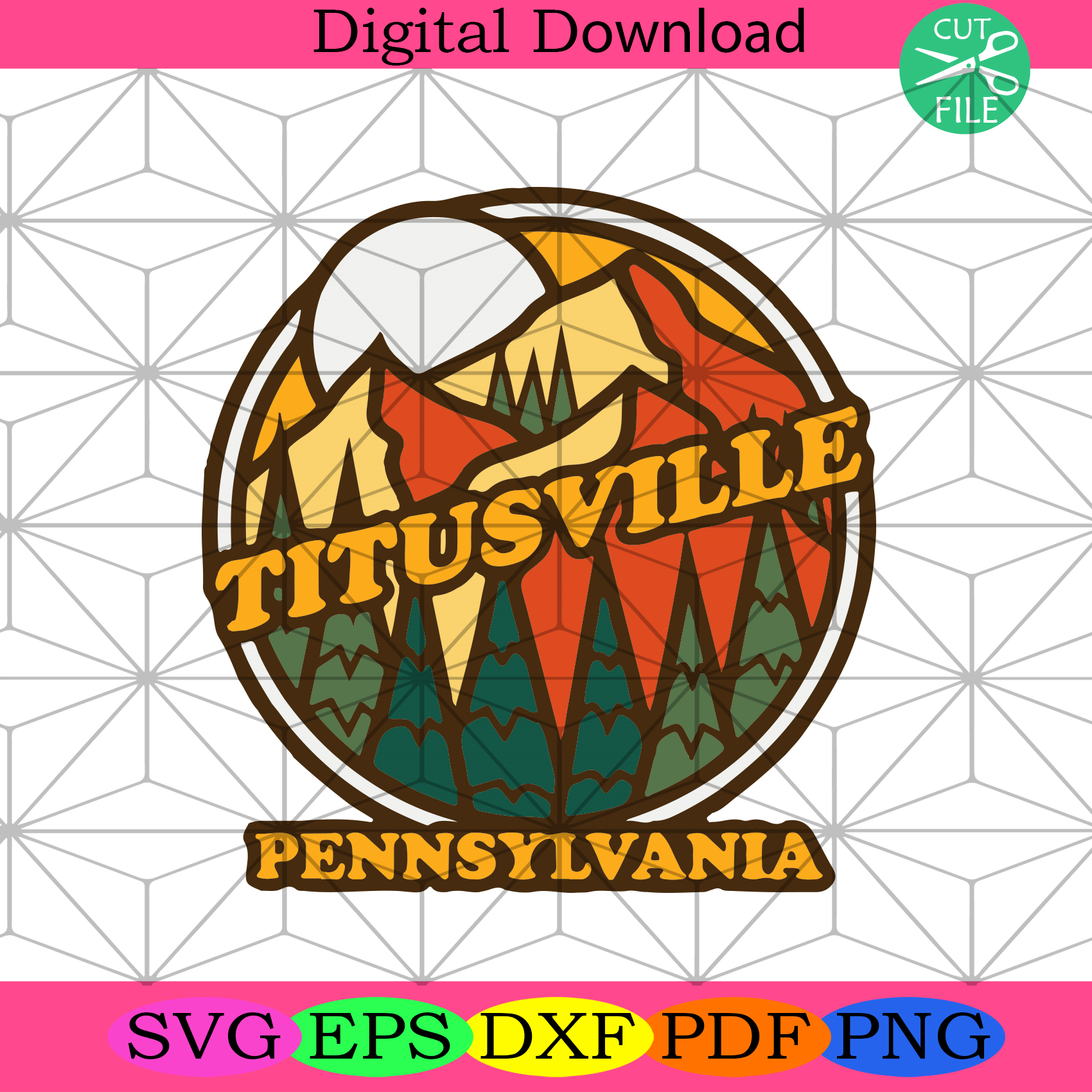 Titusville Pennsylvania Mountain Hiking Svg Trending Svg