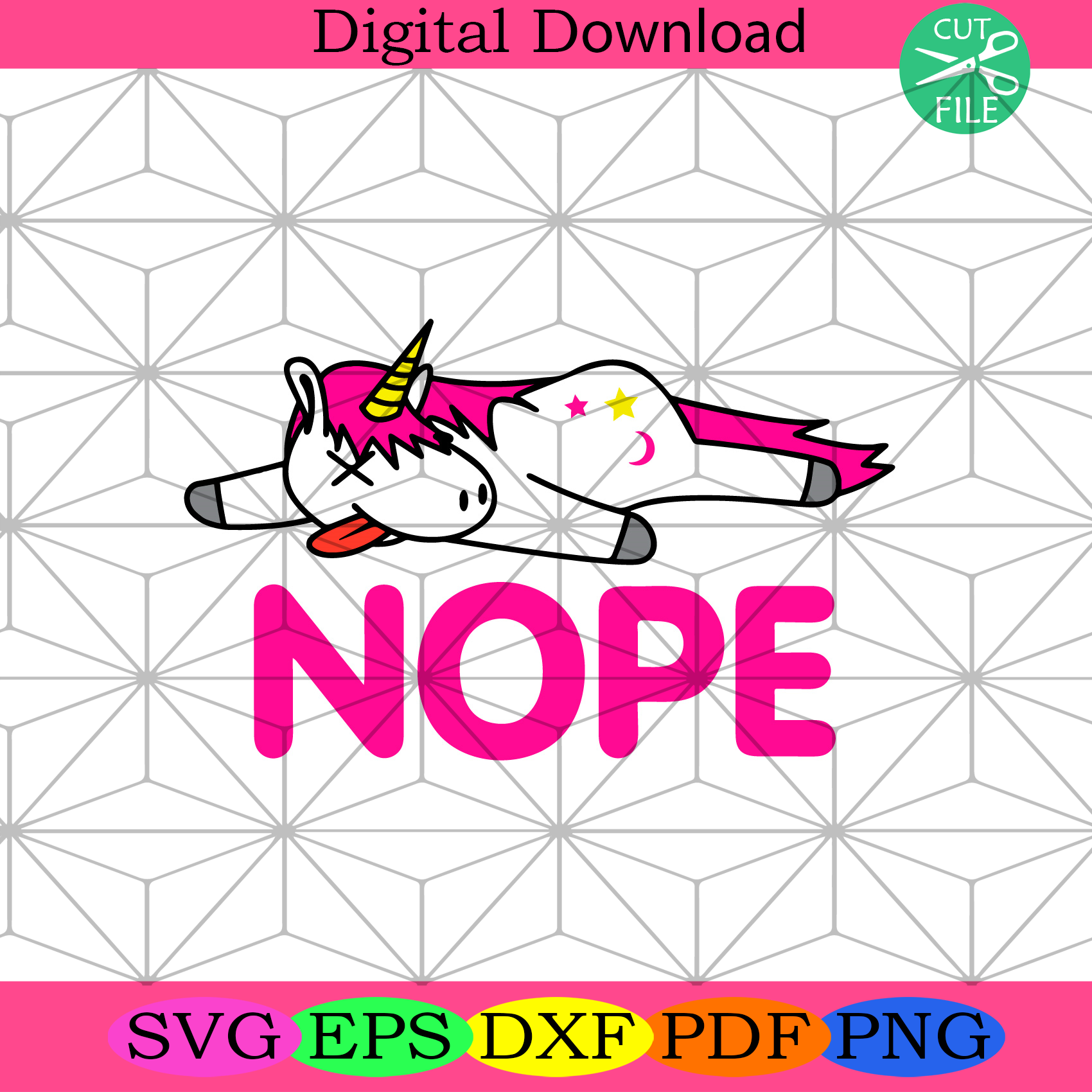 Lazy Nope Unicorn Svg Trending Svg, Nope Svg, Unicorn Svg