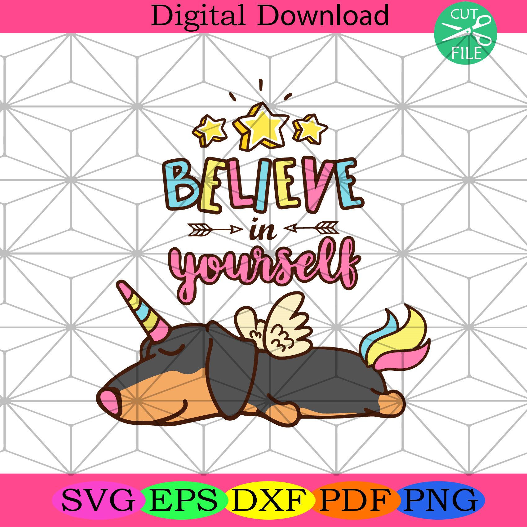 Dachshund Unicorn Believe In Yourself Svg Trending Svg