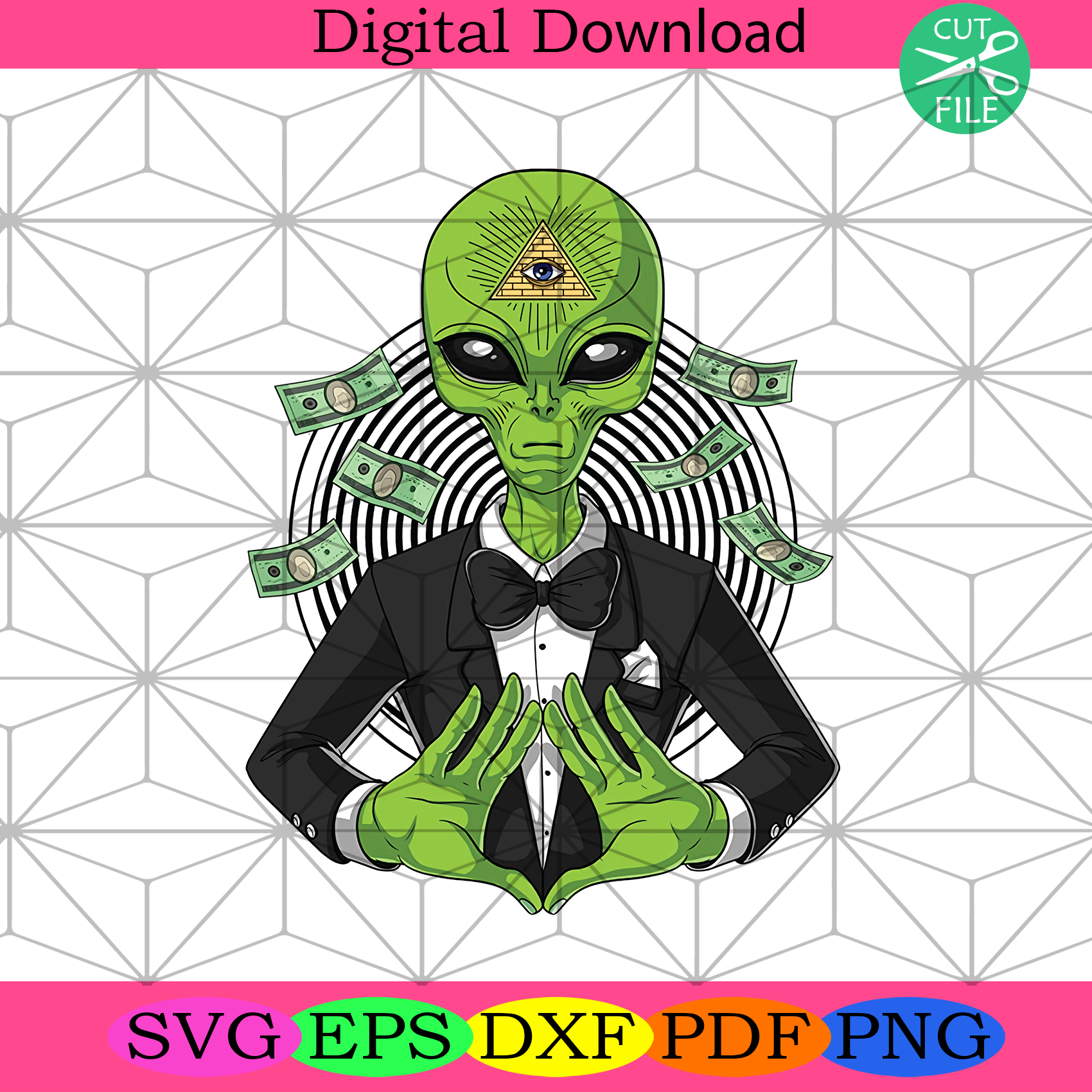 Space Alien Illuminati Svg Trending Svg, Alien Svg, Illuminati Svg