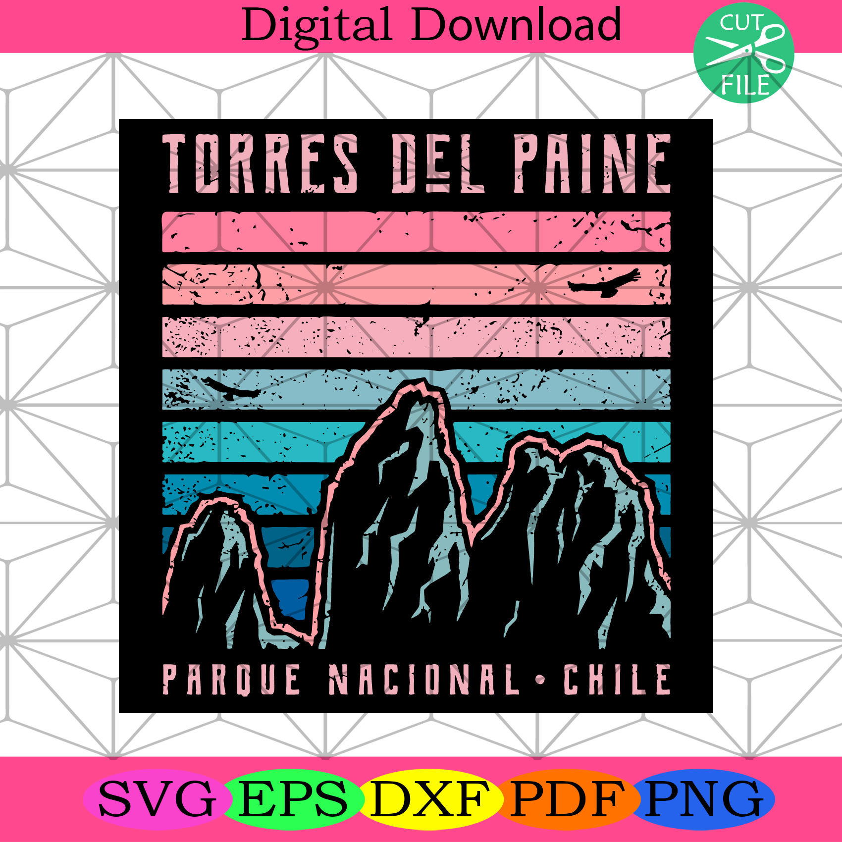 Torres Del Paine Svg Trending Svg, Mountain Svg, Mountain Retro Svg