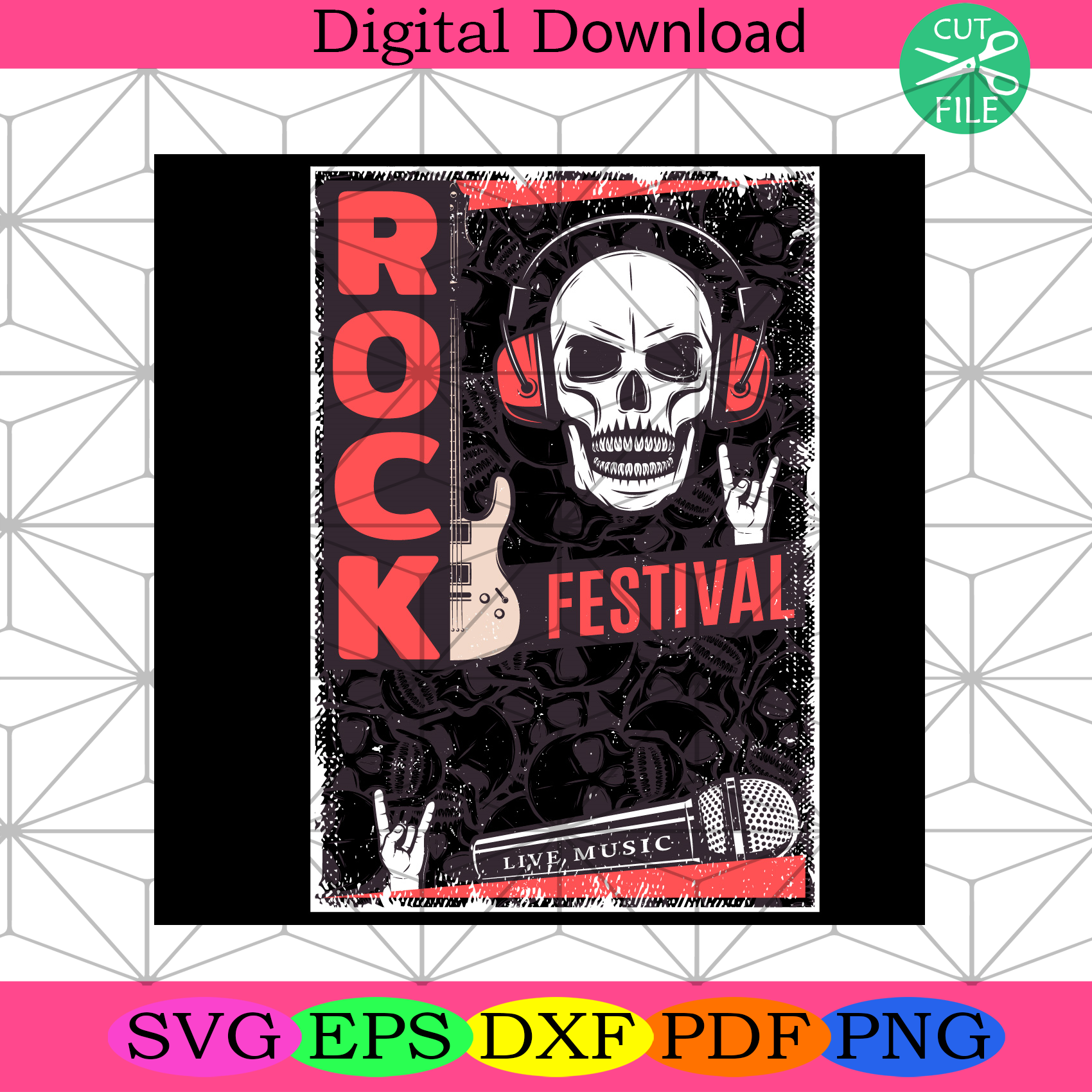 Rock Festival Skull Svg Trending Svg, Rock Festival Svg, Rock Svg