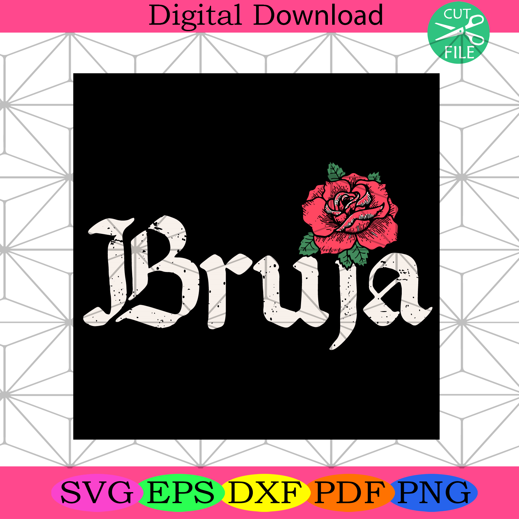 Bruja Witch Red Rose Svg Trending Svg, Bruja Svg, Red Rose Svg