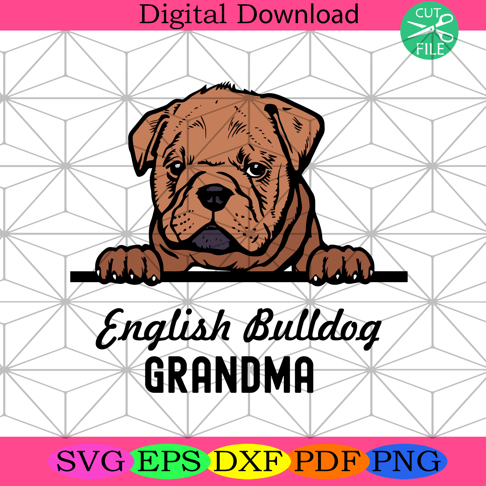English Bulldog Grandma Svg Trending Svg, Bulldog Svg, Grandma Svg