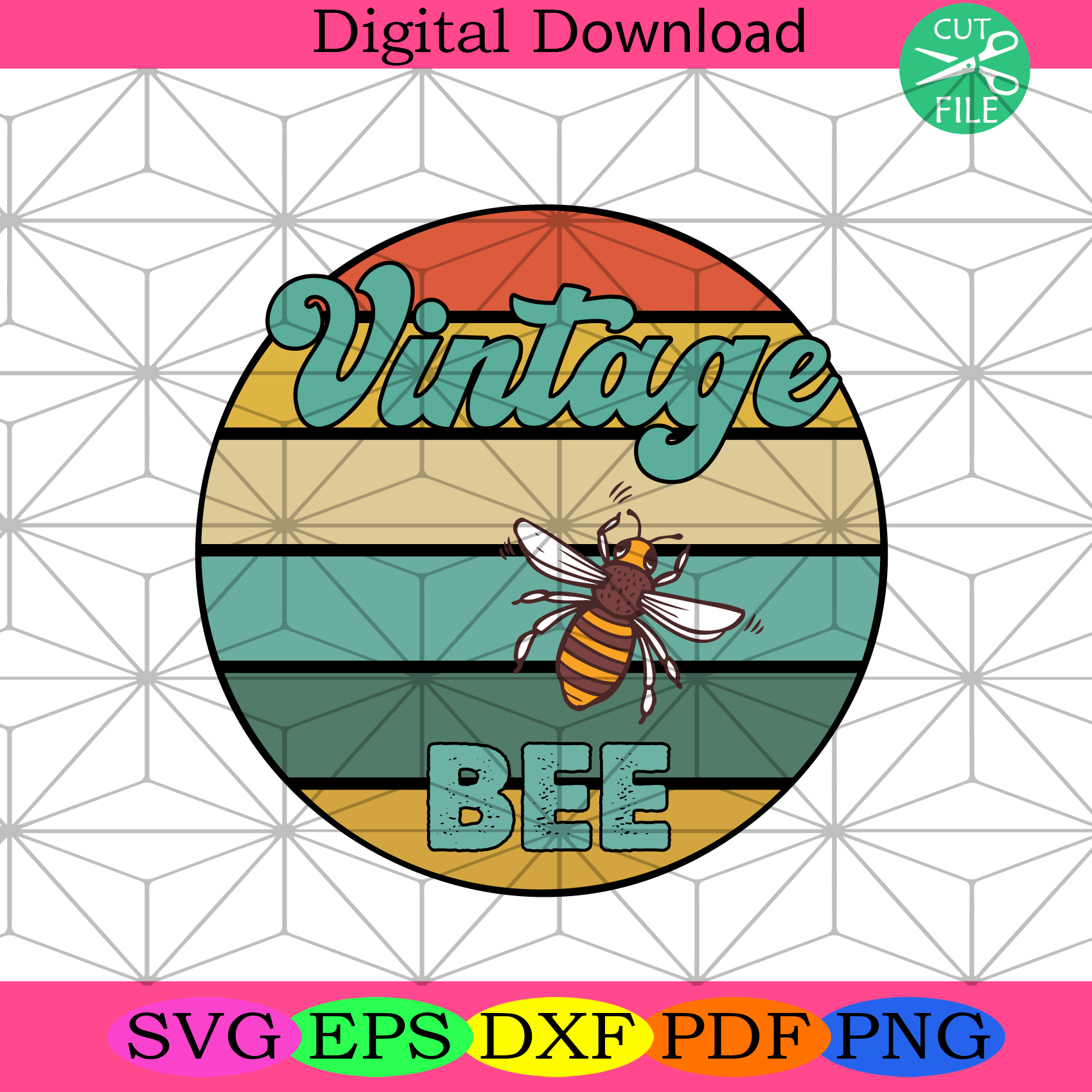 Vintage Honey Queen Bee Svg Trending Svg, Bee Svg, Vintage Bee Svg