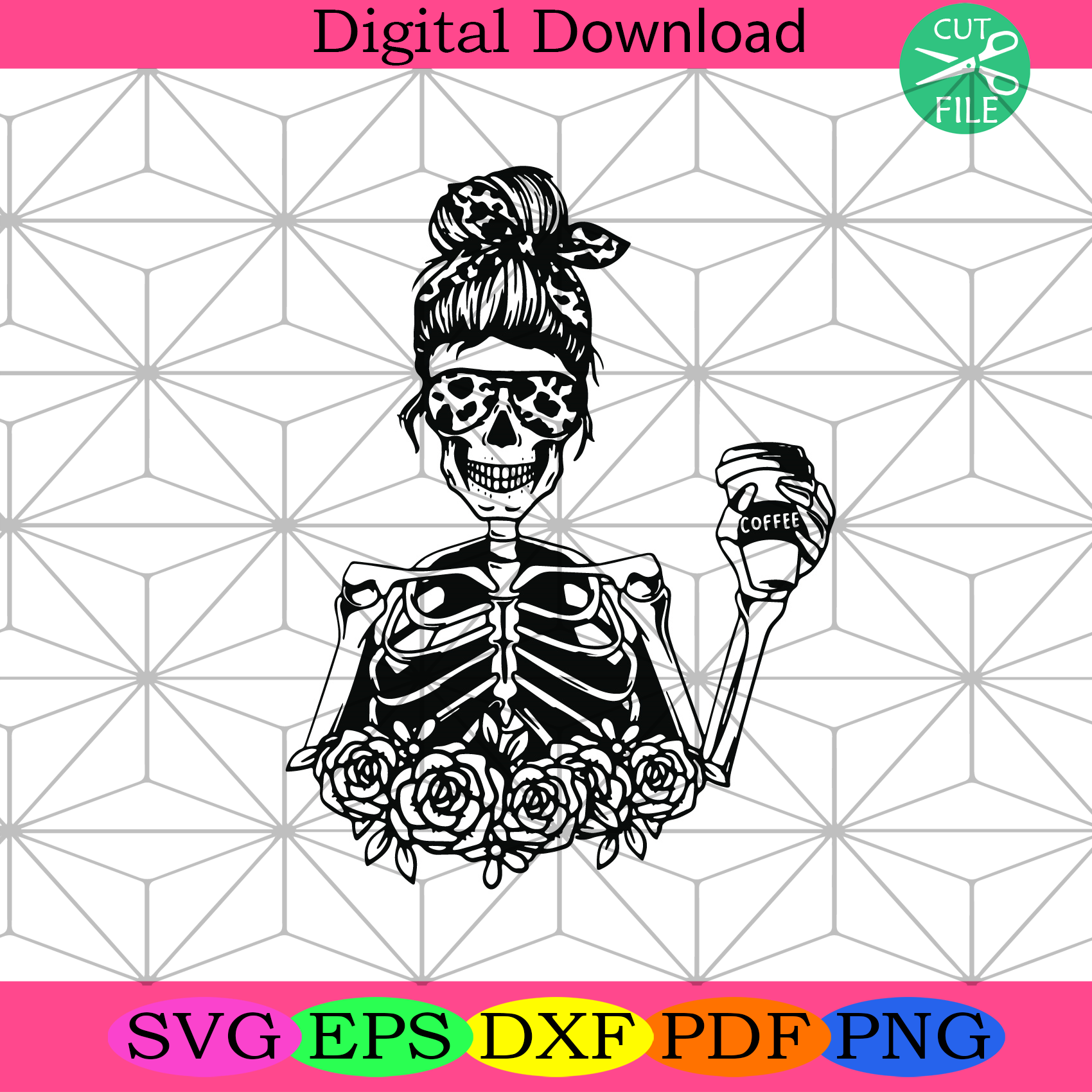 Skeleton Woman Headband Svg Trending Svg, Skeleton Svg, Woman Svg