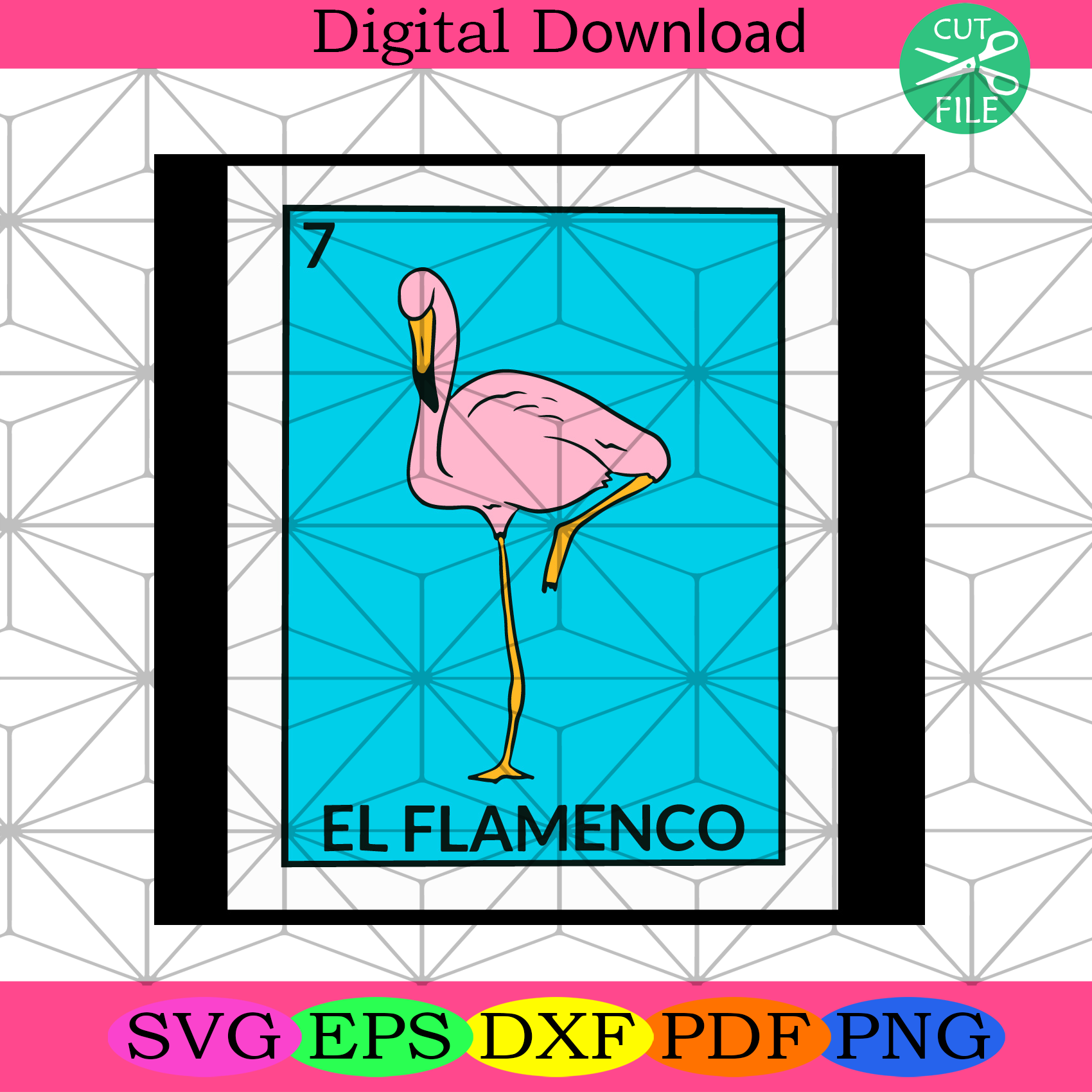 El Flamenco Mexican Lottery Card Svg Trending Svg, Flamingo Svg