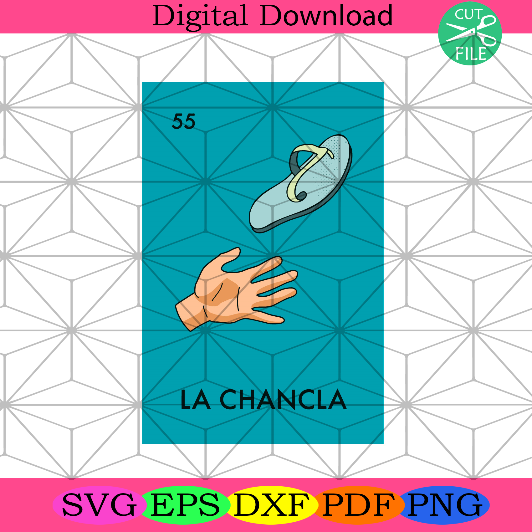 La Chancla Sandal Mexican Lottery Card Svg Trending Svg, Sandals Svg