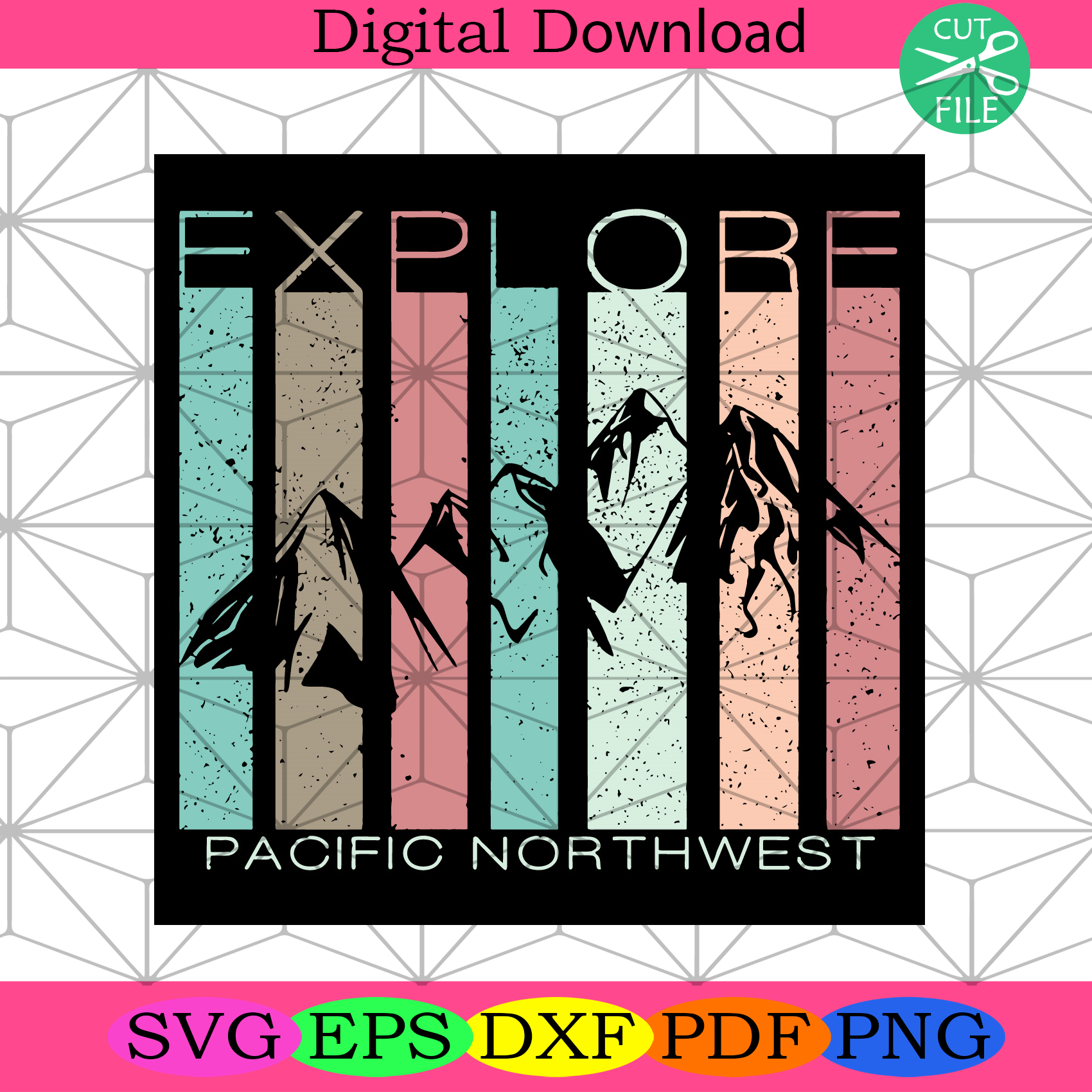 Pacific Northwest Svg Trending Svg, Mountain Svg, Hiking Gift Svg