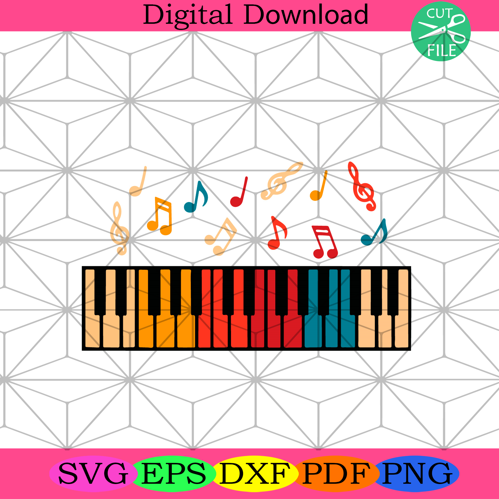 Colorful Piano Keyboard Svg Trending Svg, Piano Svg