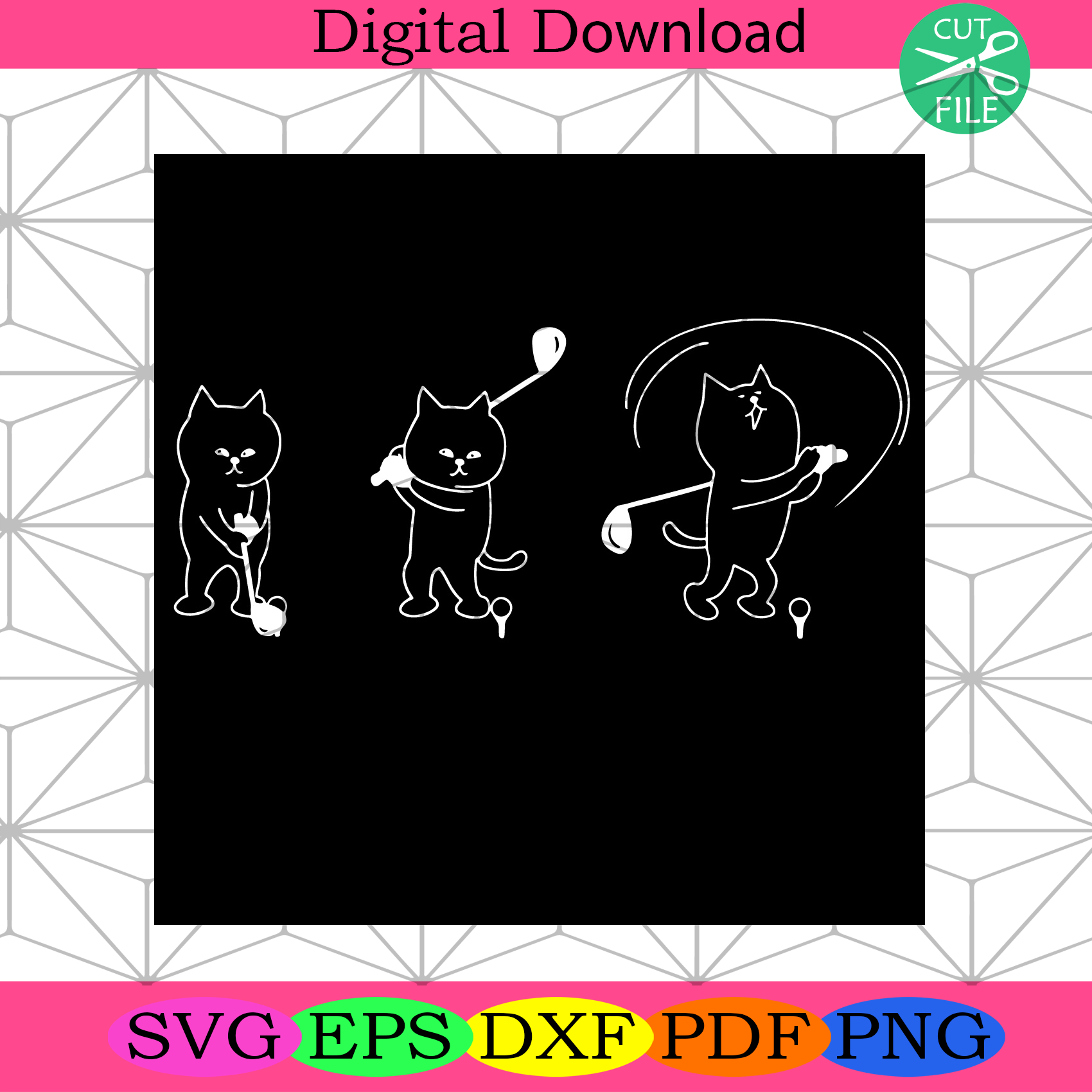 Cat Golfing Funny Sports Svg Trending Svg, Cat Svg, Golfing Svg