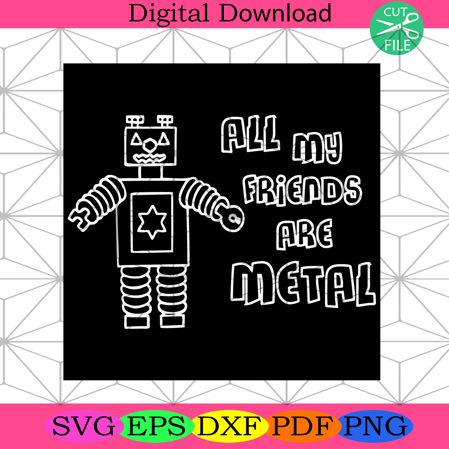 All My Friends Are Metal Svg Trending Svg, Robot Svg, Friends Svg