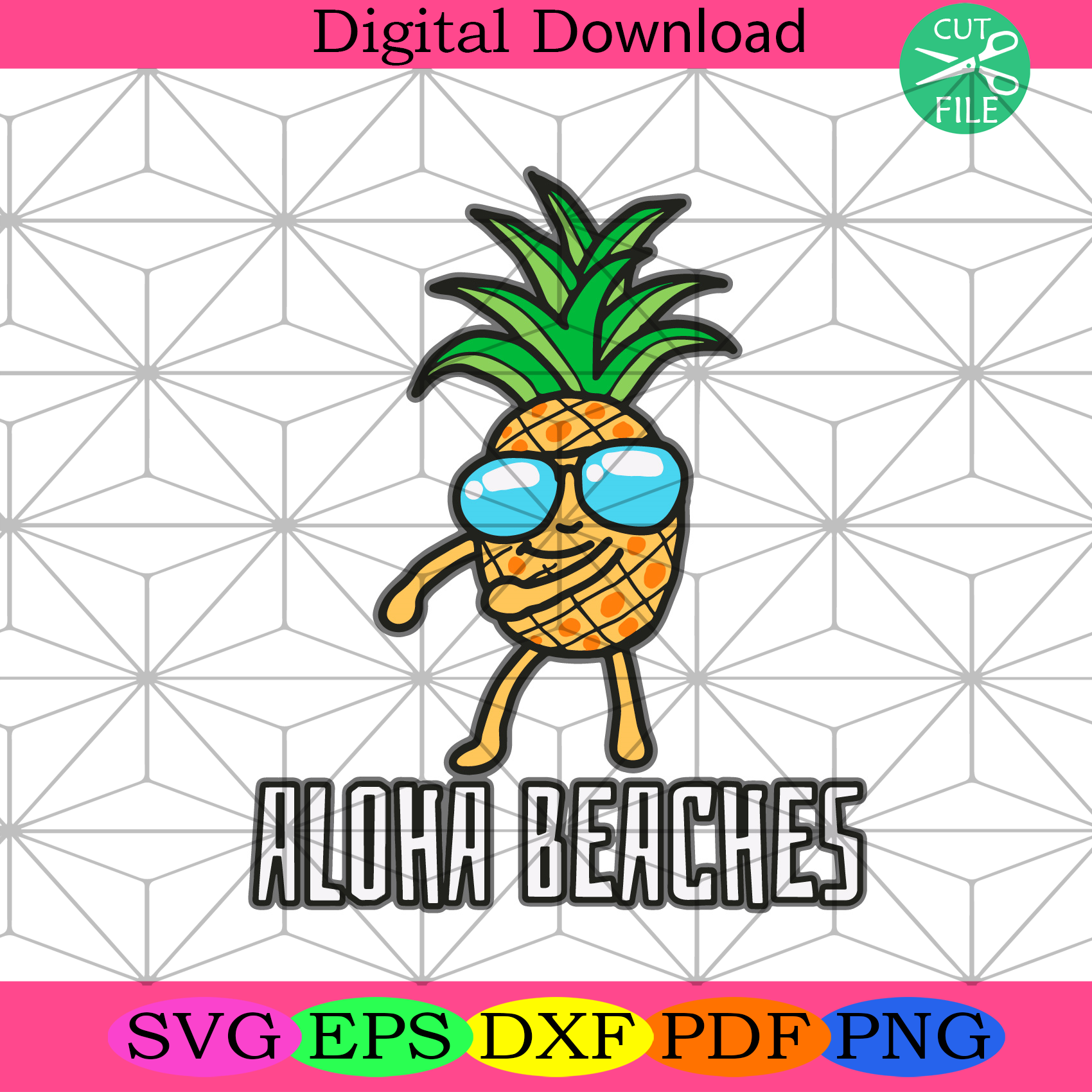 Aloha Beaches Svg Trending Svg, Pineapple Svg, Glasses Pineapple Svg