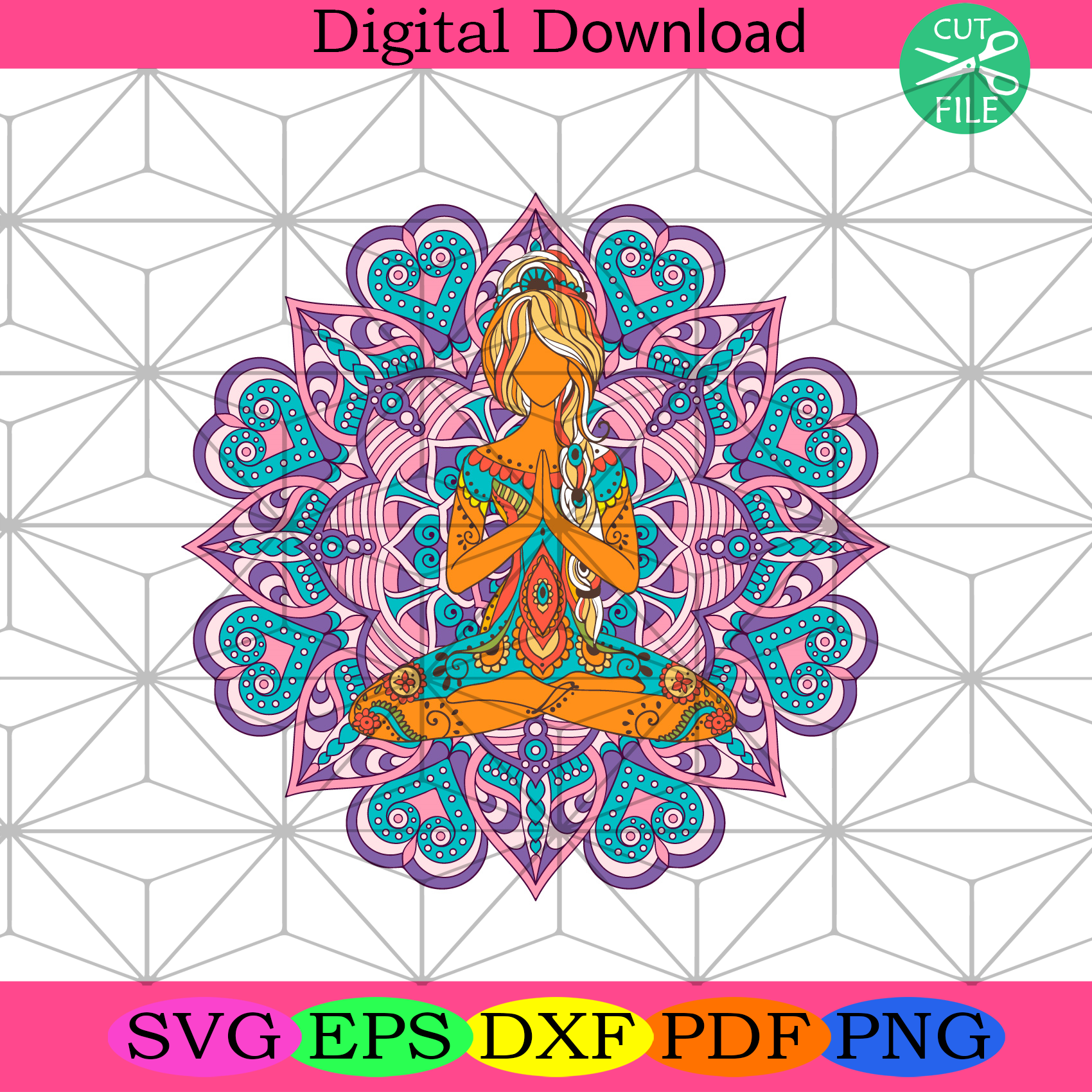 Mandala Girl Svg Trending Svg, Mandala Svg, Flower Mandala Svg