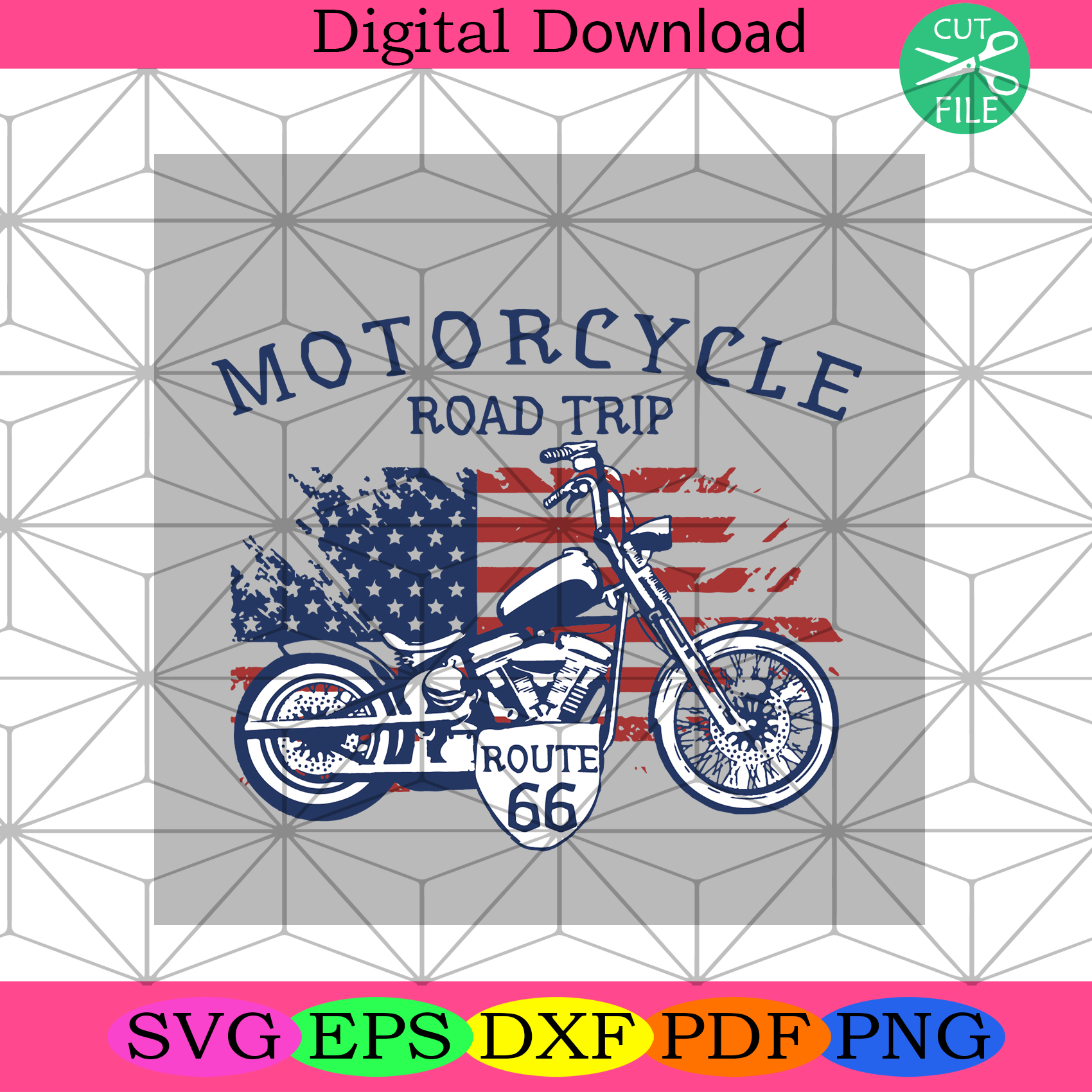 Route 66 Motorcycle Road Trip Svg Trending Svg, Route 66 Svg